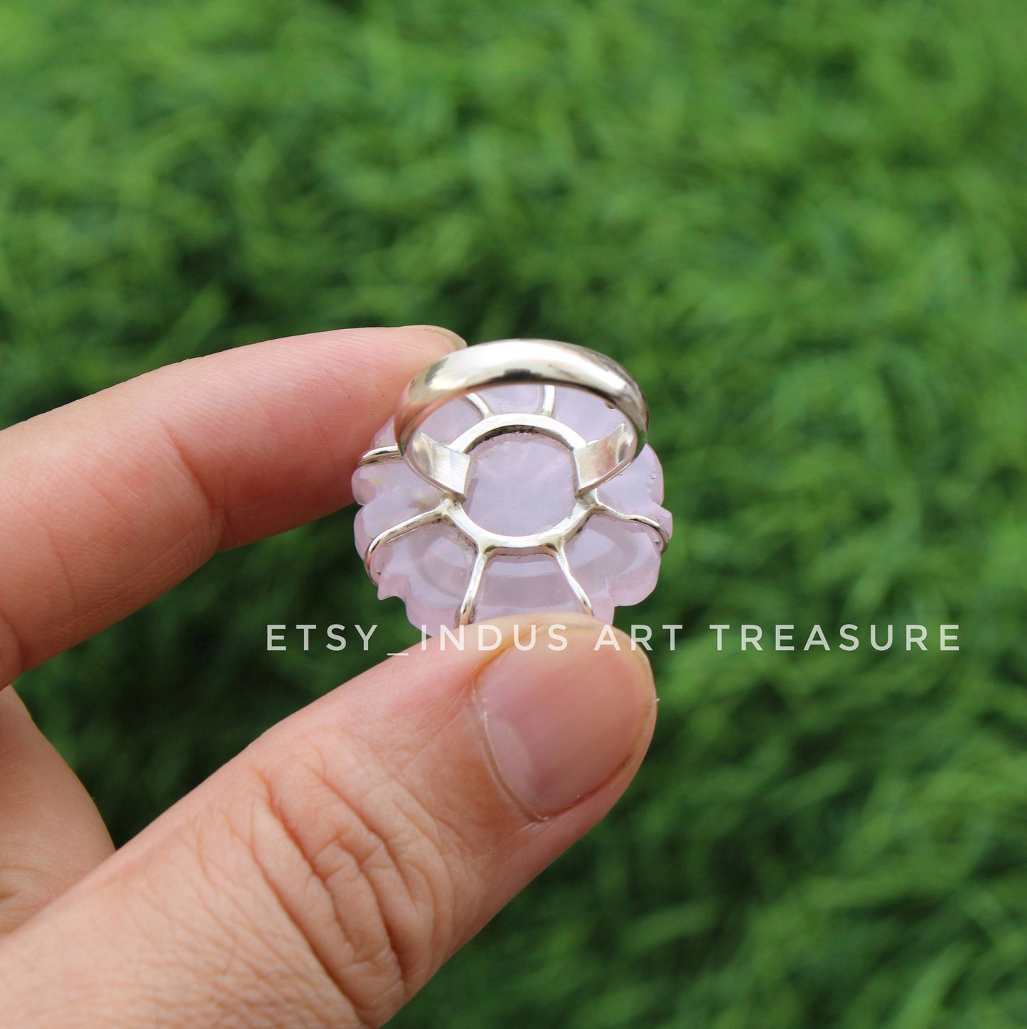 Rose Quartz Floral Ring