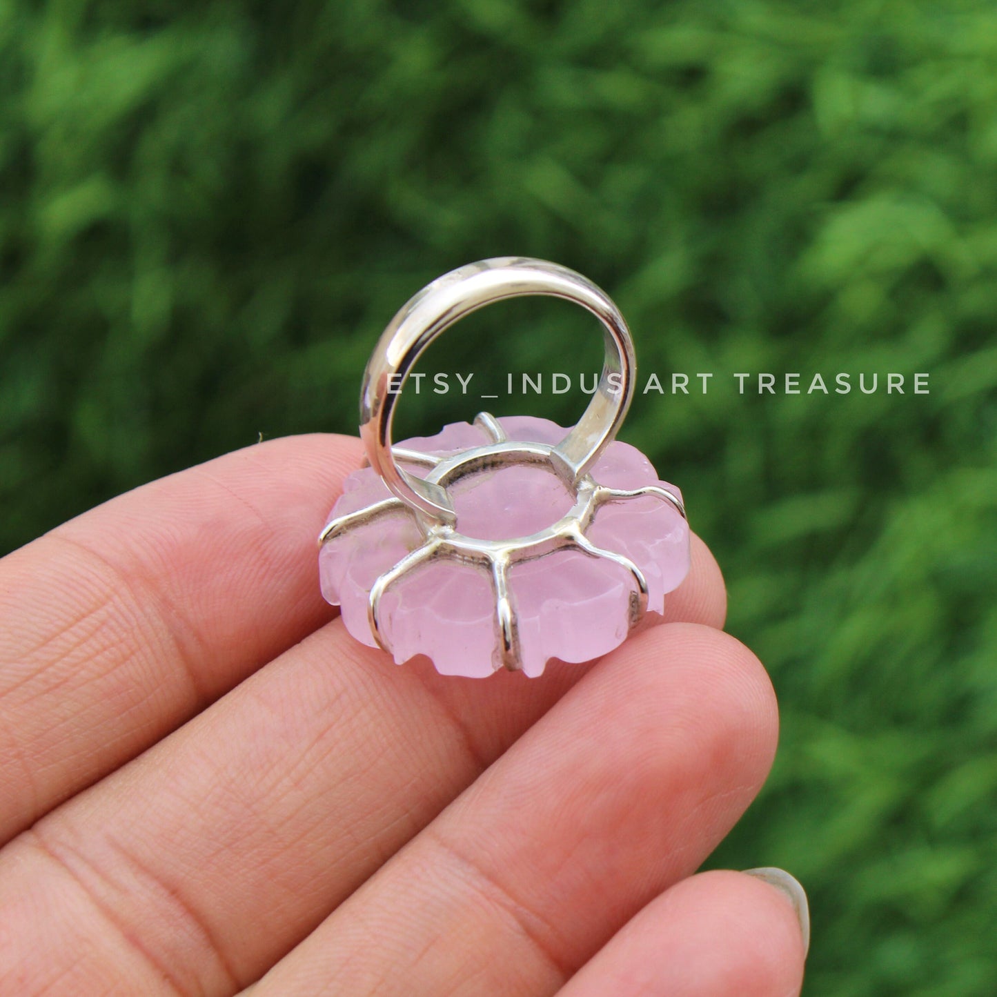 Rose Quartz Floral Ring