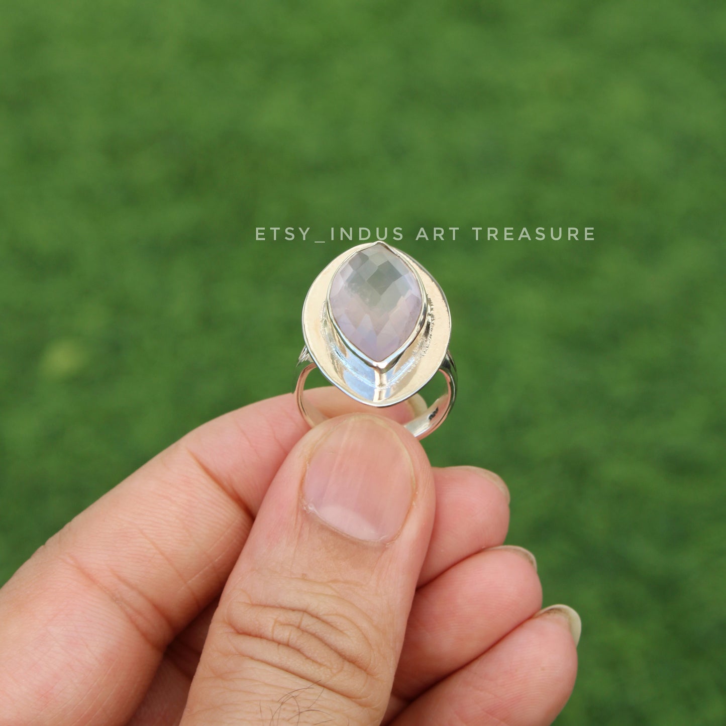 Rose Quartz Marquise Ring