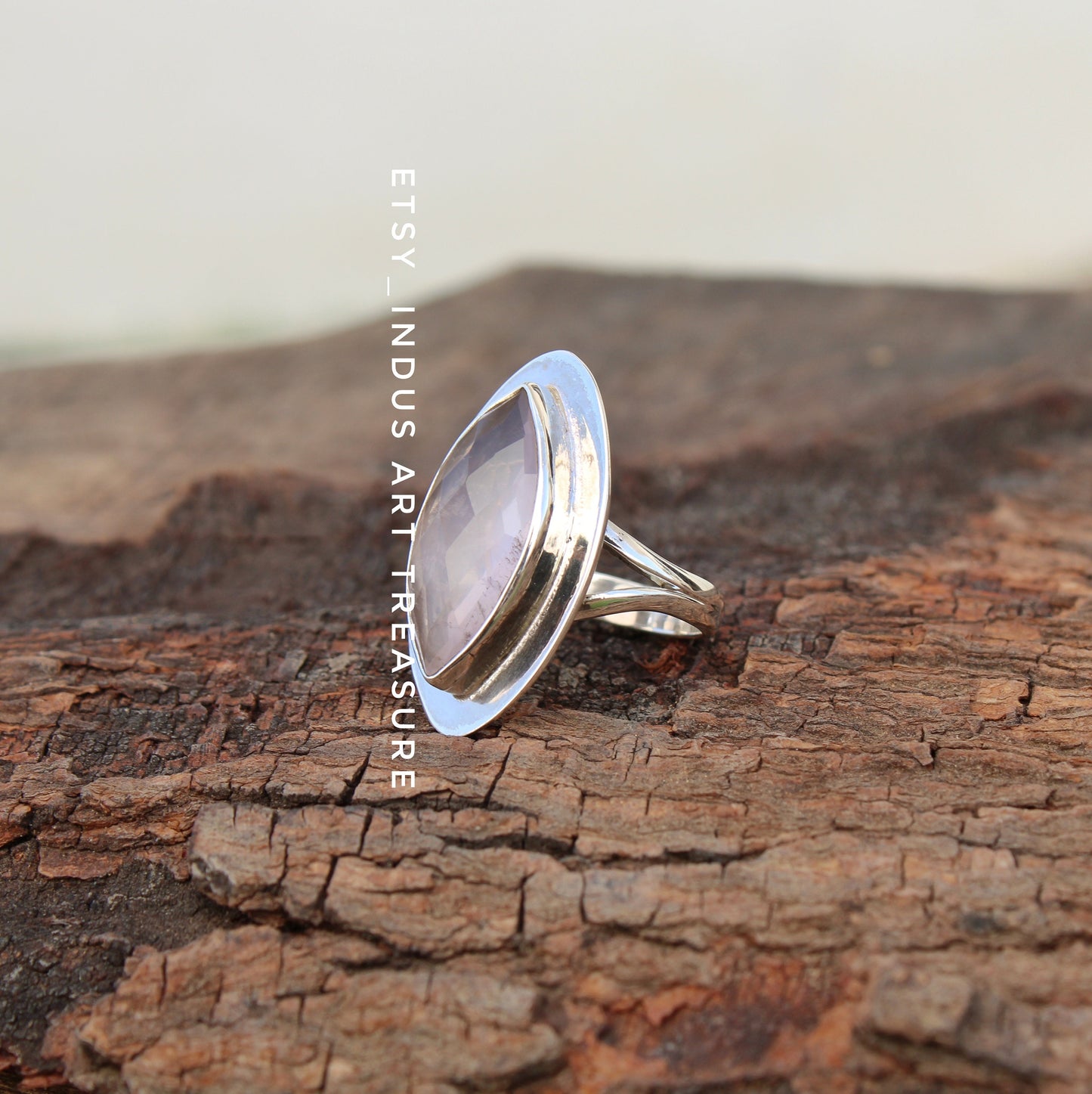Rose Quartz Marquise Ring