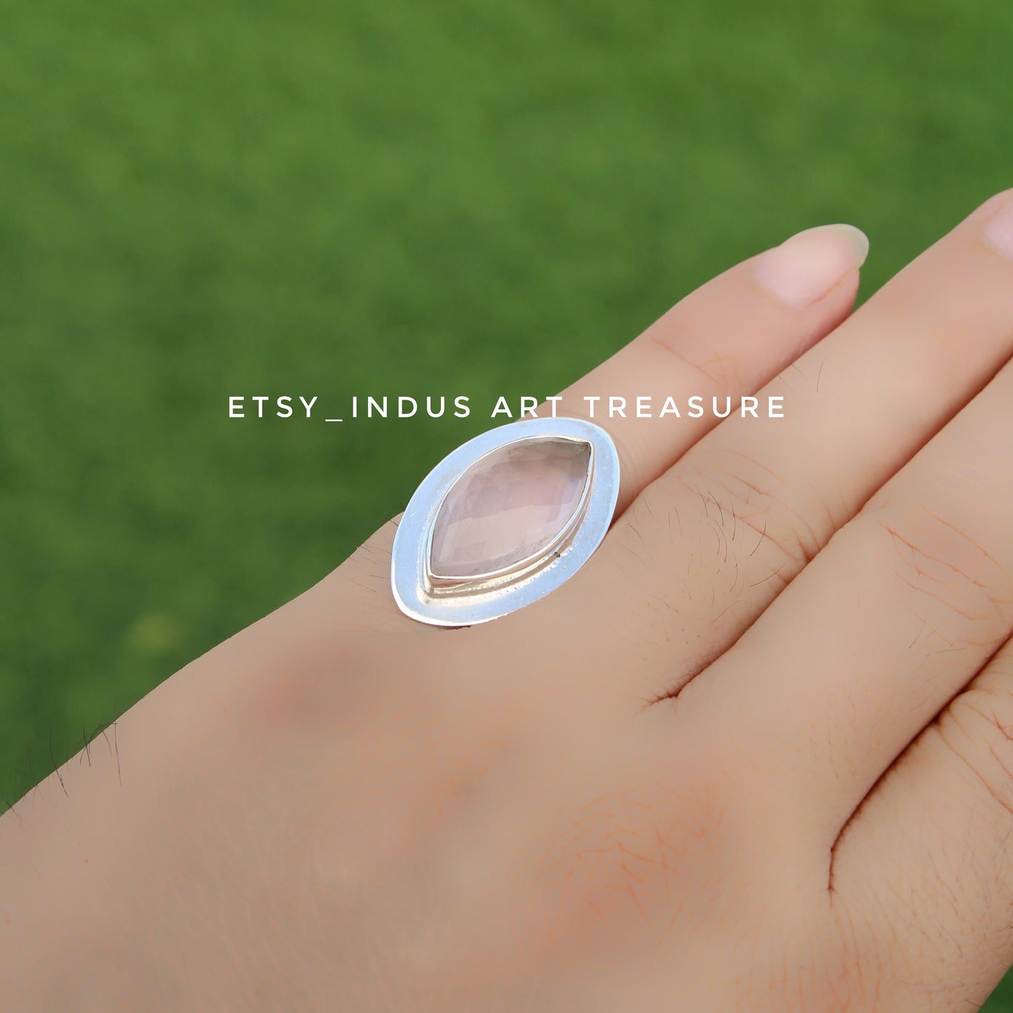 Rose Quartz Marquise Ring