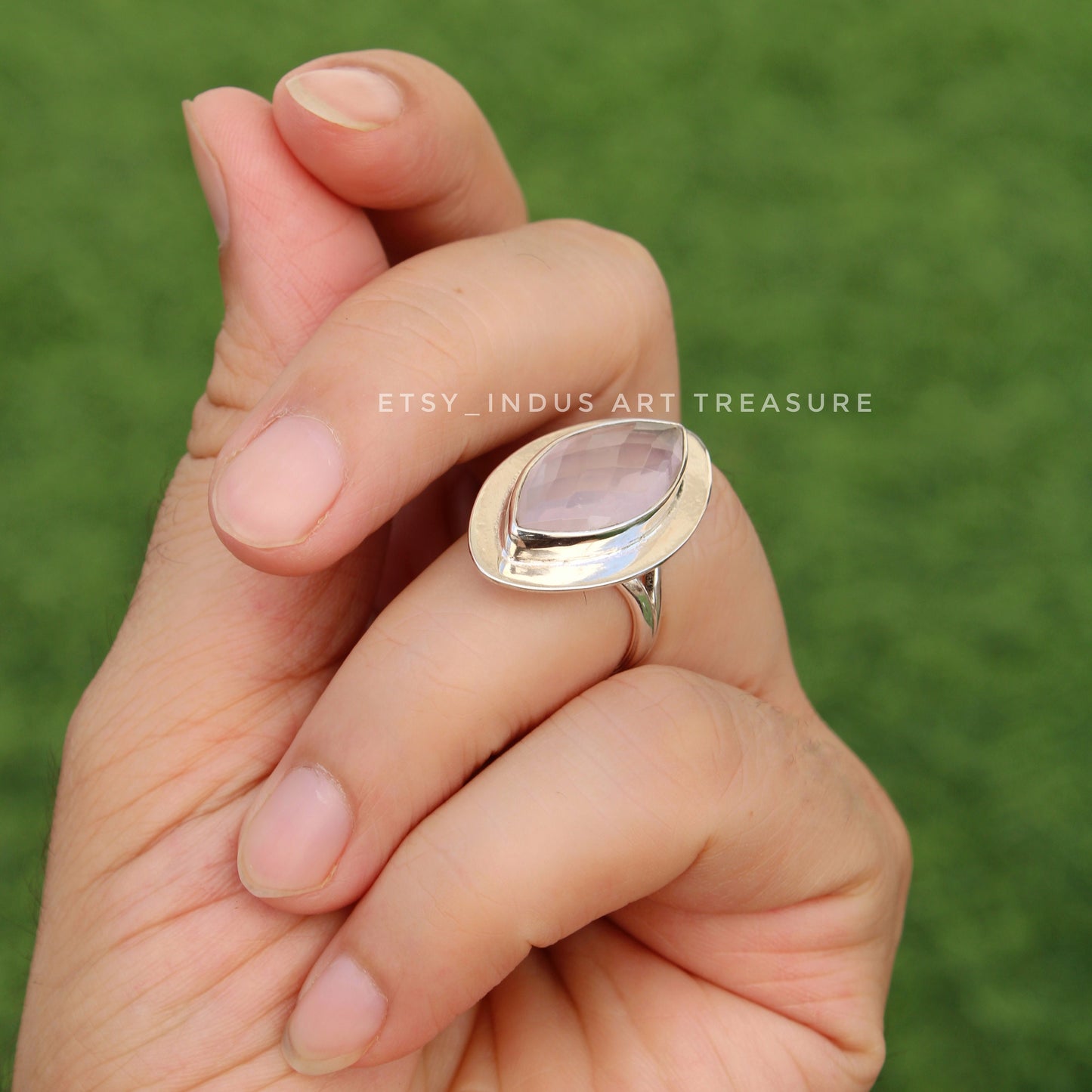Rose Quartz Marquise Ring
