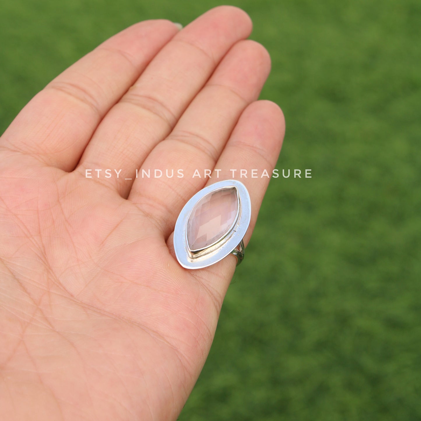 Rose Quartz Marquise Ring