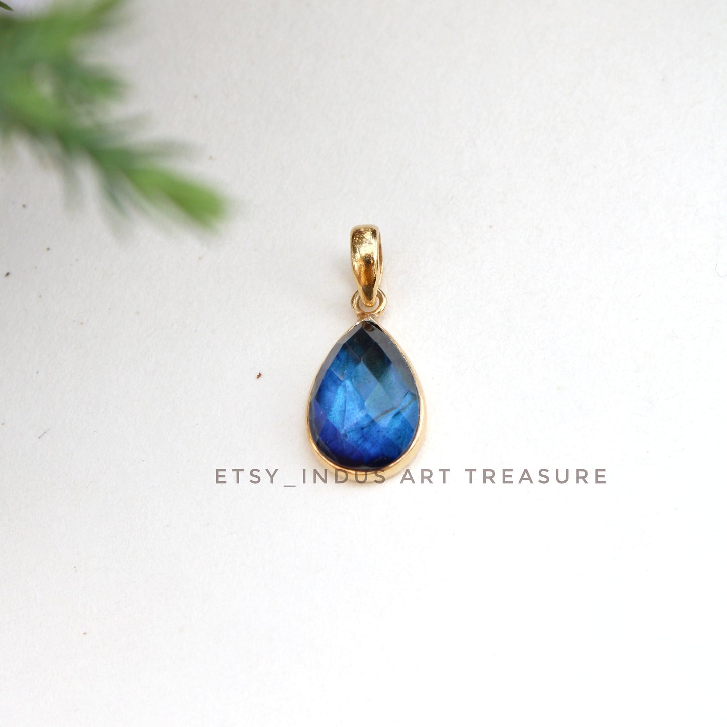 Blue Labradorite Gold Plated Pendant