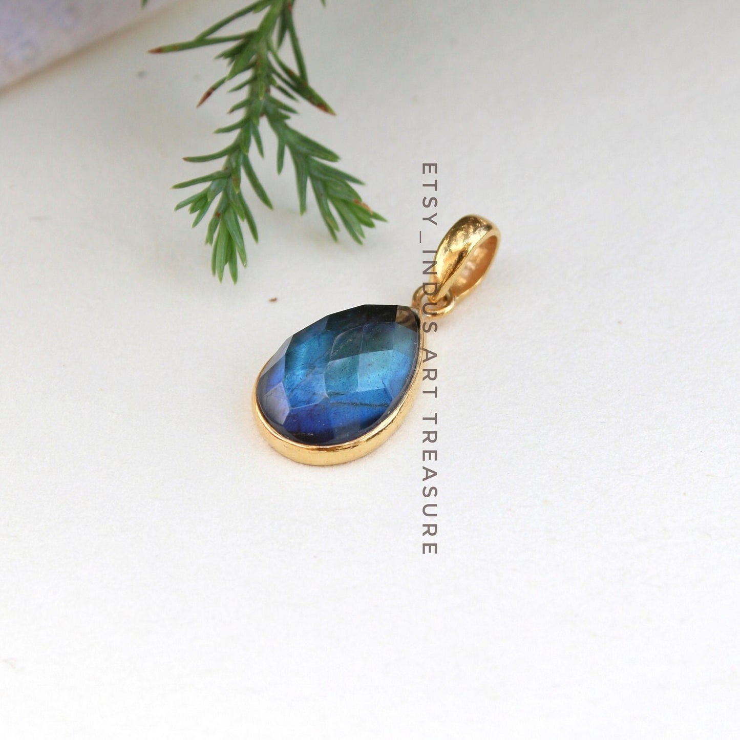 Blue Labradorite Gold Plated Pendant