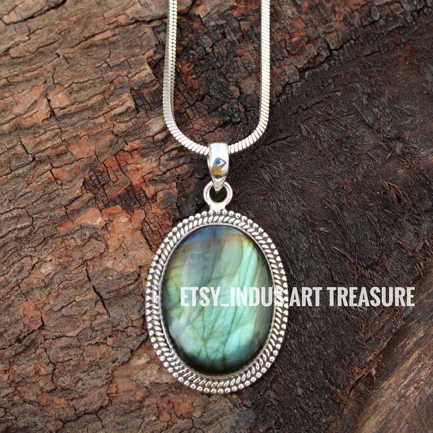 Blue Labradorite Statement Pendant