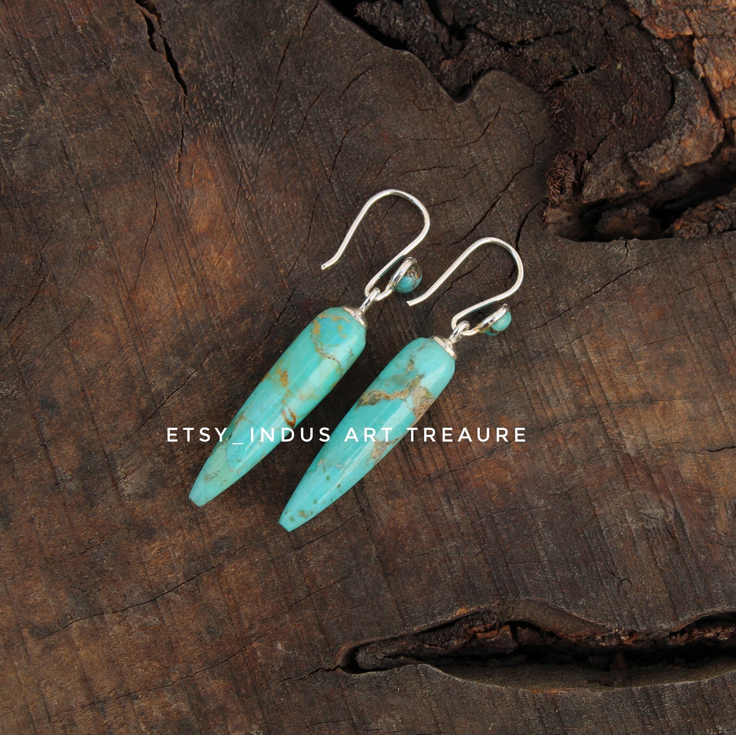 Copper Turquoise Long Drop Earrings
