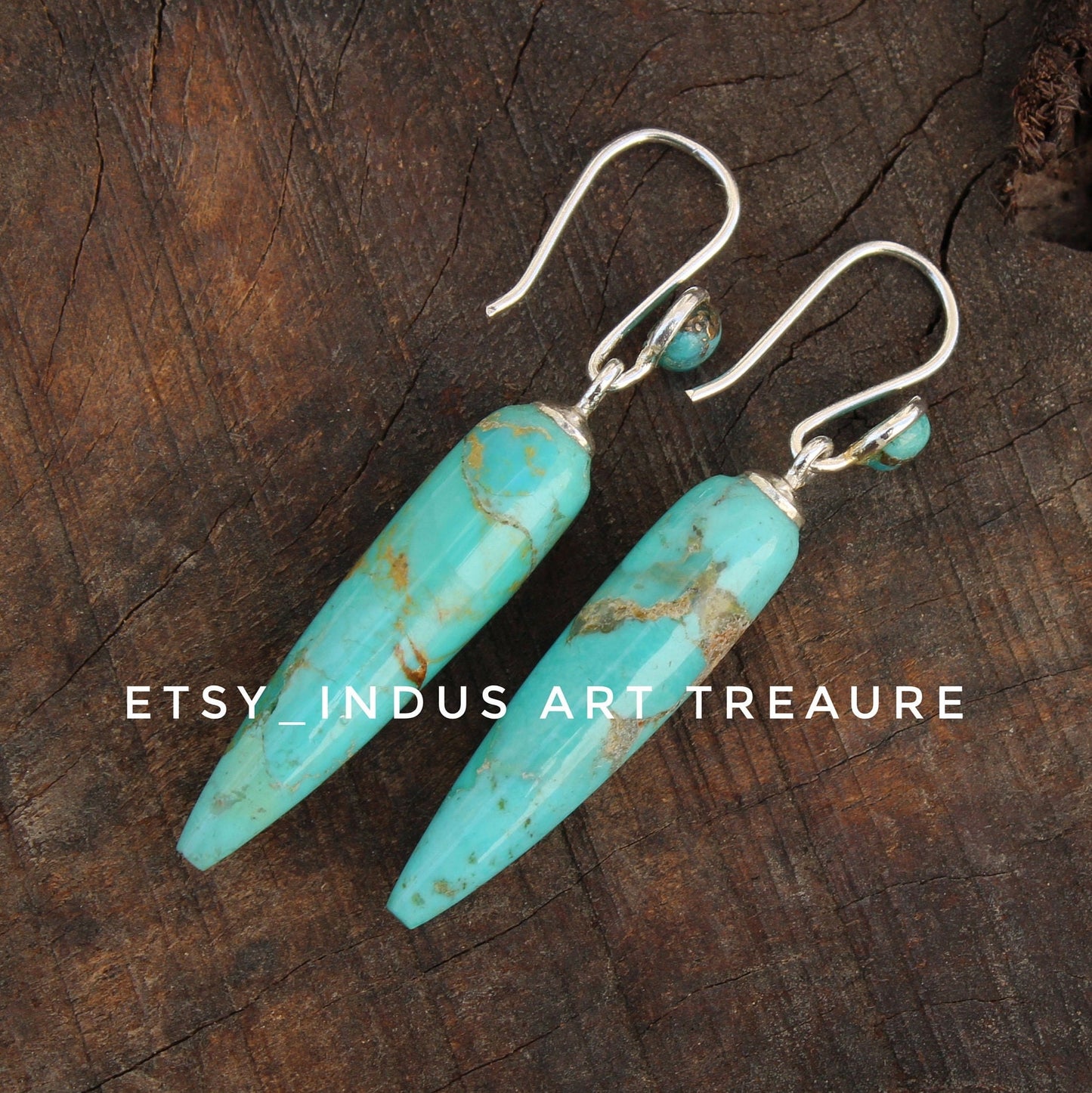 Copper Turquoise Long Drop Earrings