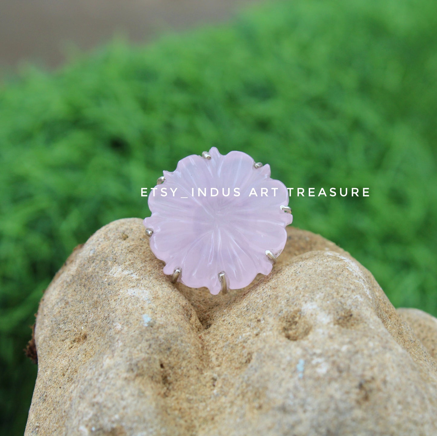 Rose Quartz Floral Ring