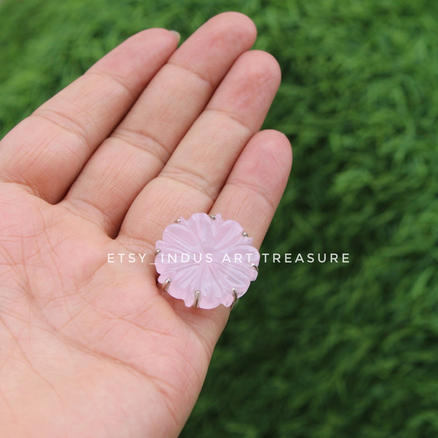 Rose Quartz Floral Ring