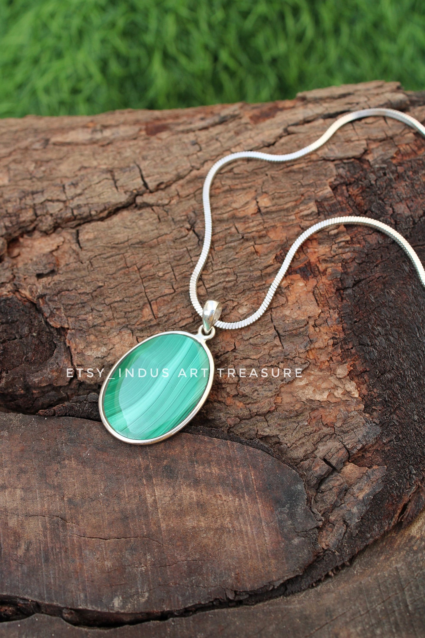 Malachite & Lapis Double Sided Pendant