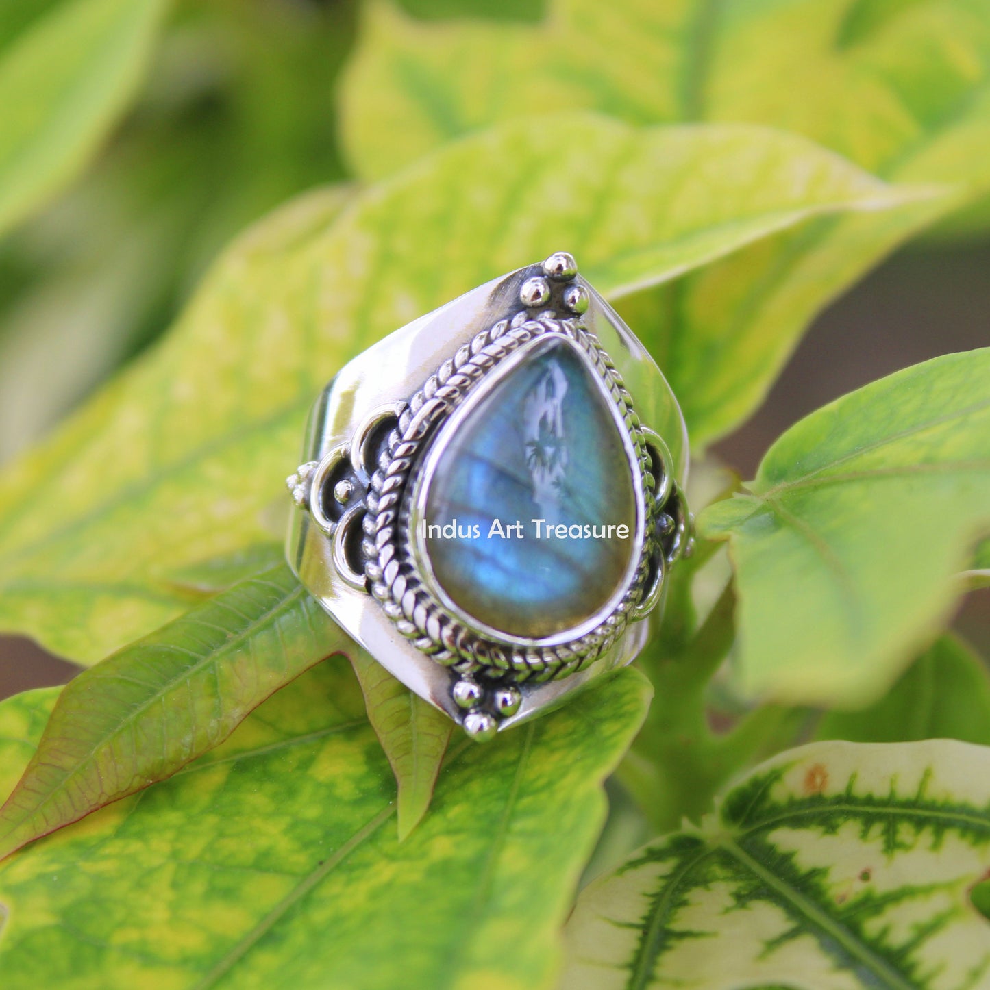 Blue Labradorite Boho Ring