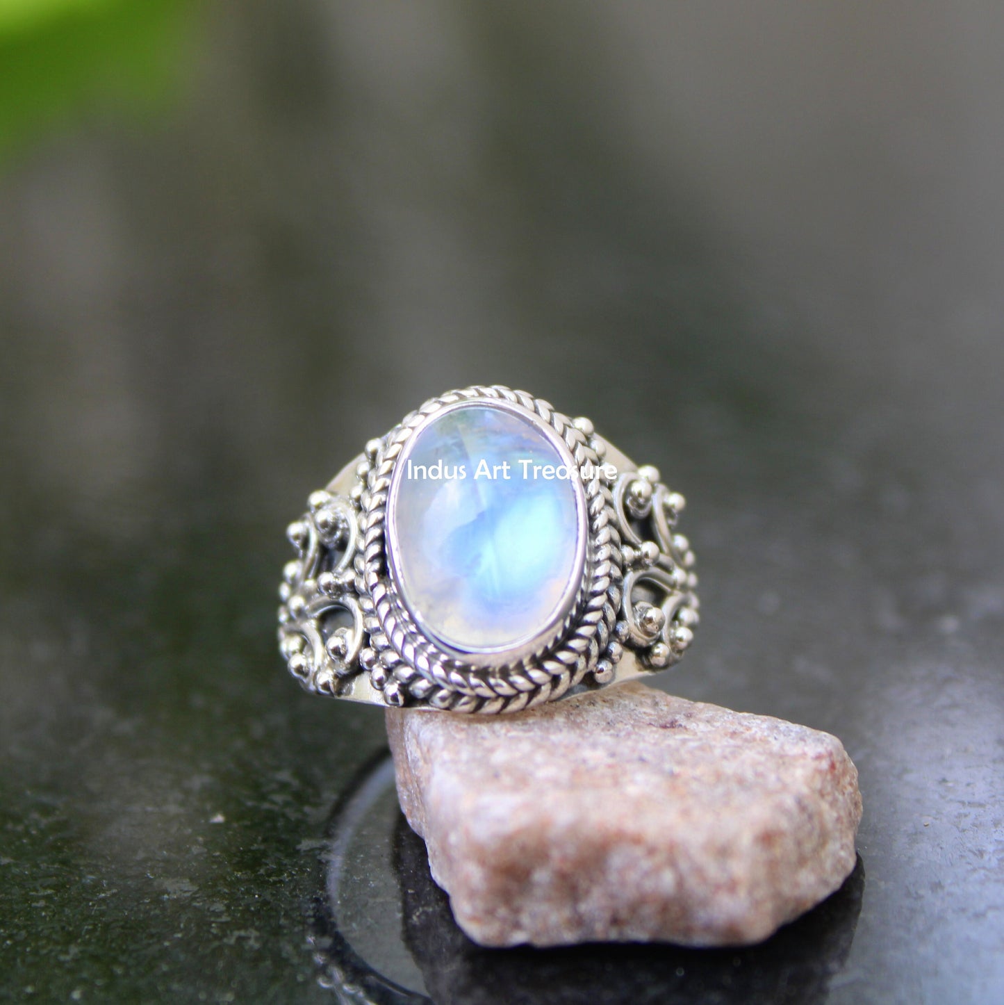 Rainbow Moonstone Boho Ring