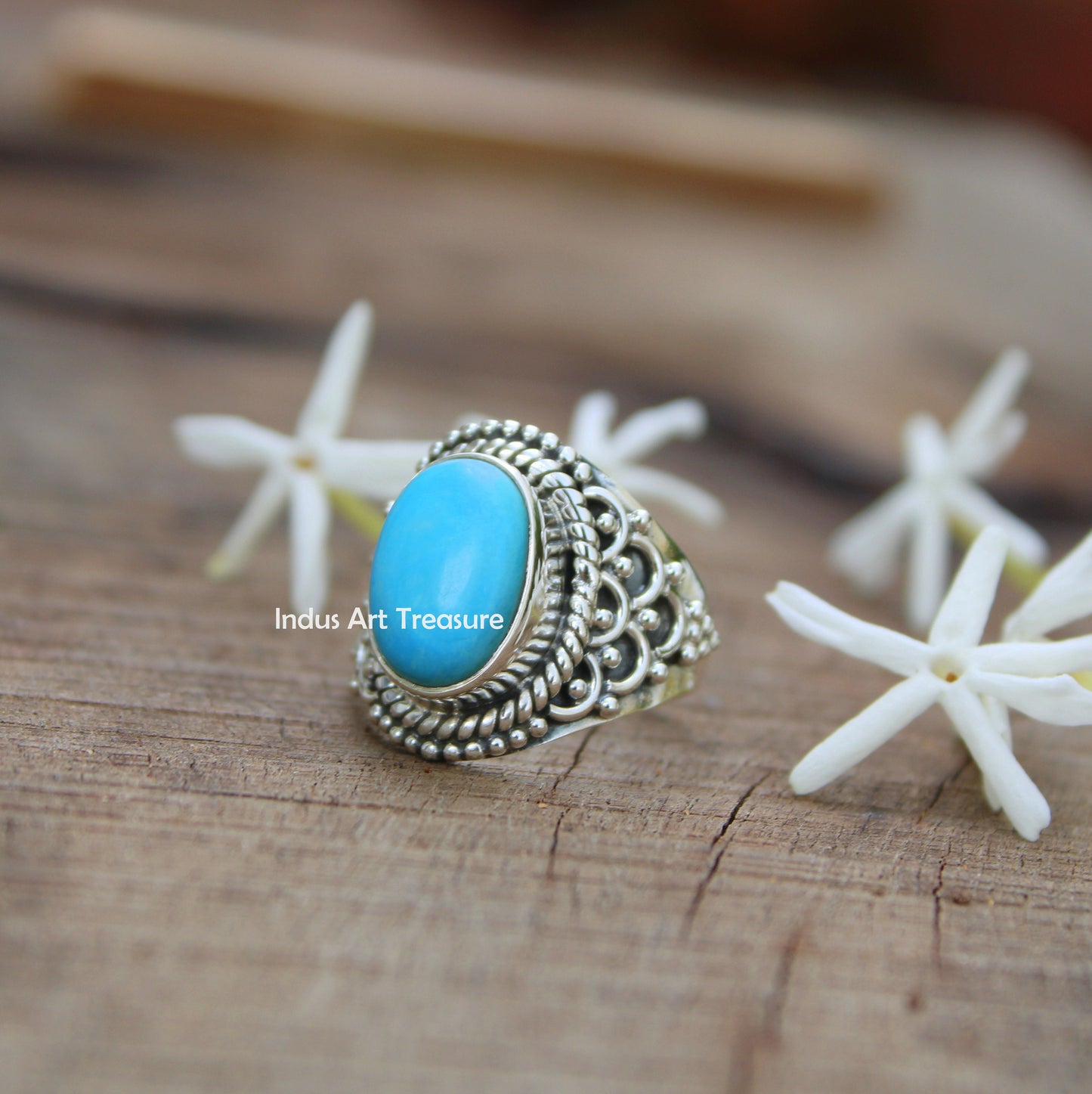 Blue Turquoise Boho Ring