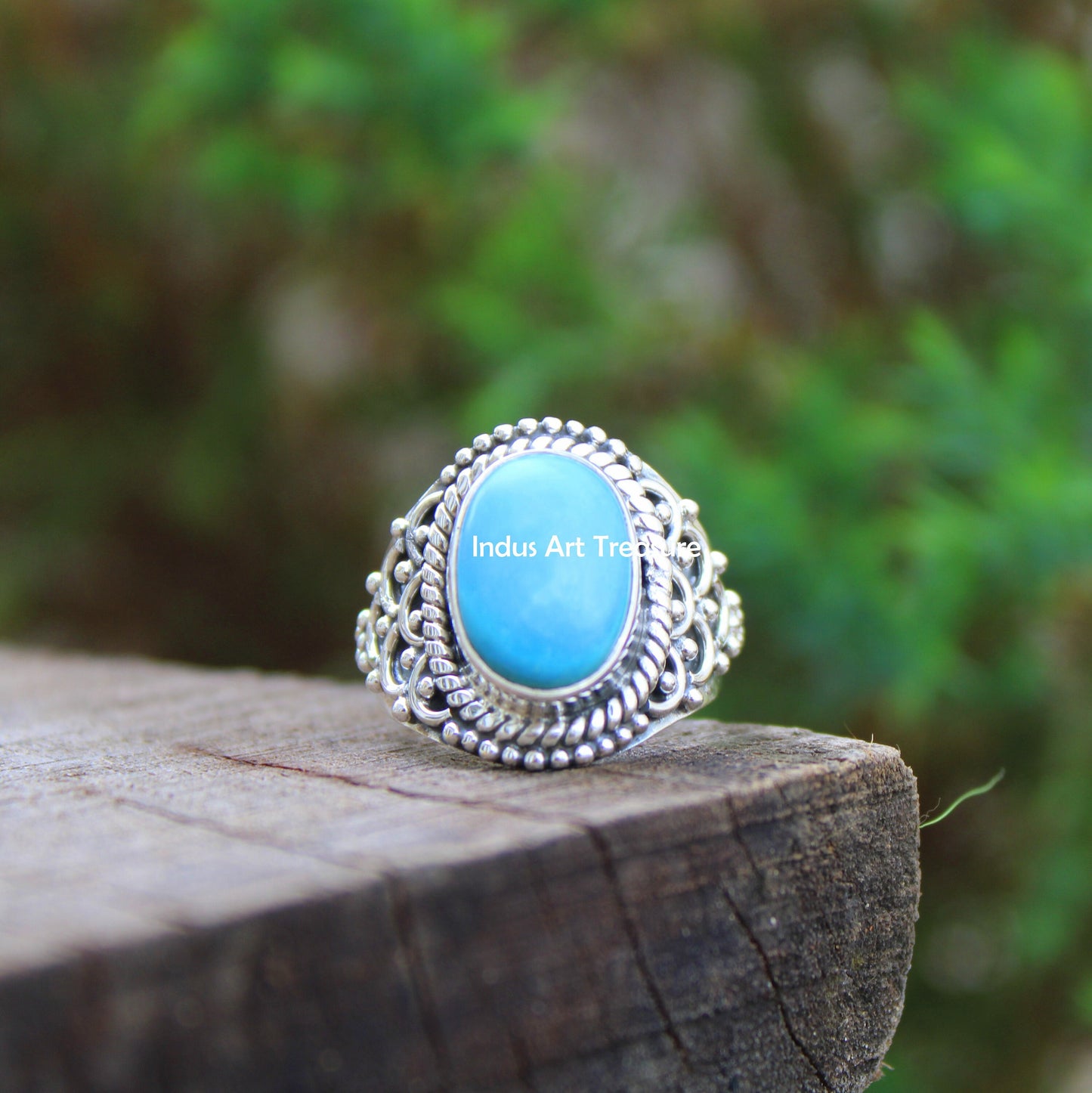 Blue Turquoise Boho Ring