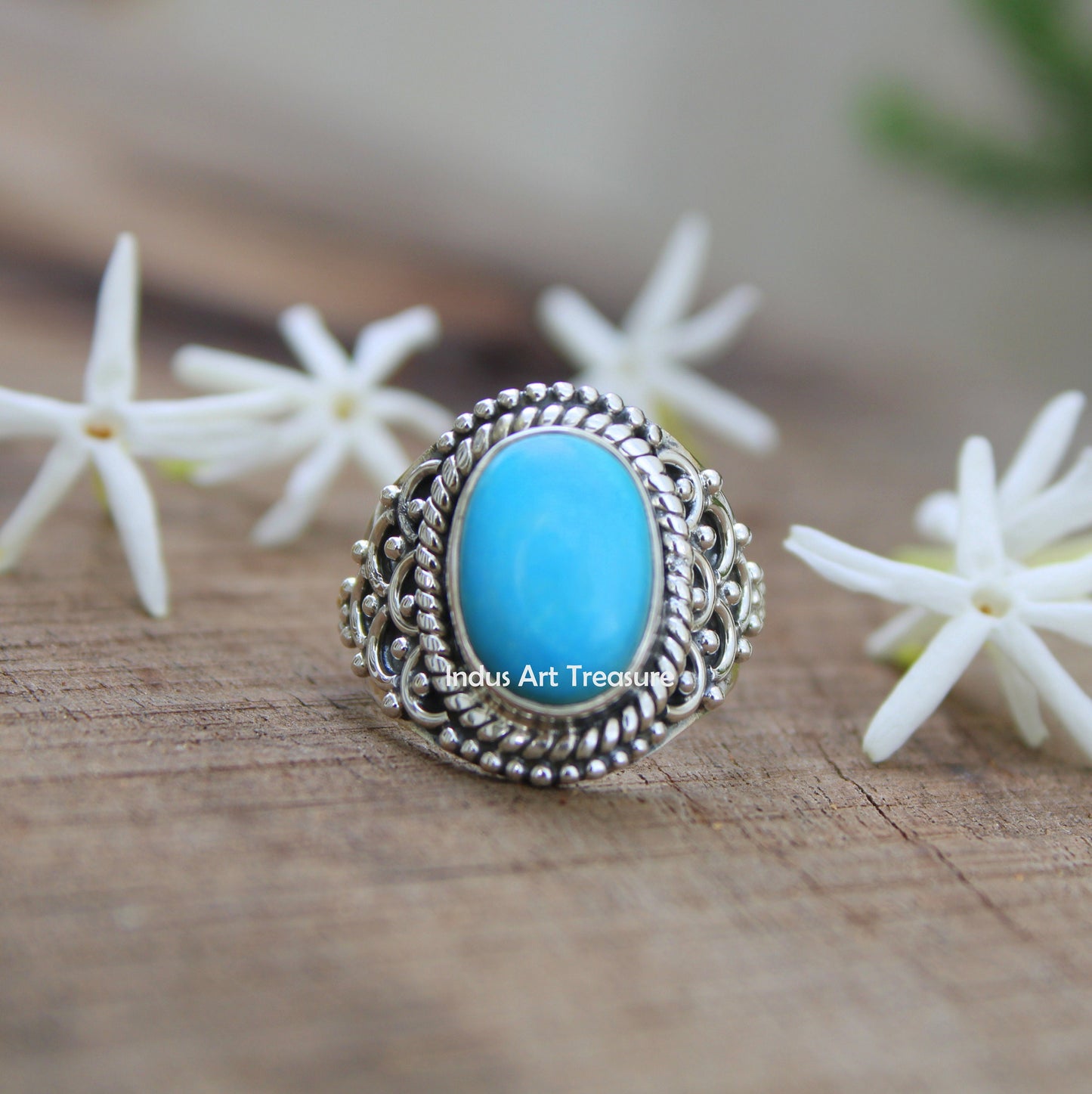 Blue Turquoise Boho Ring