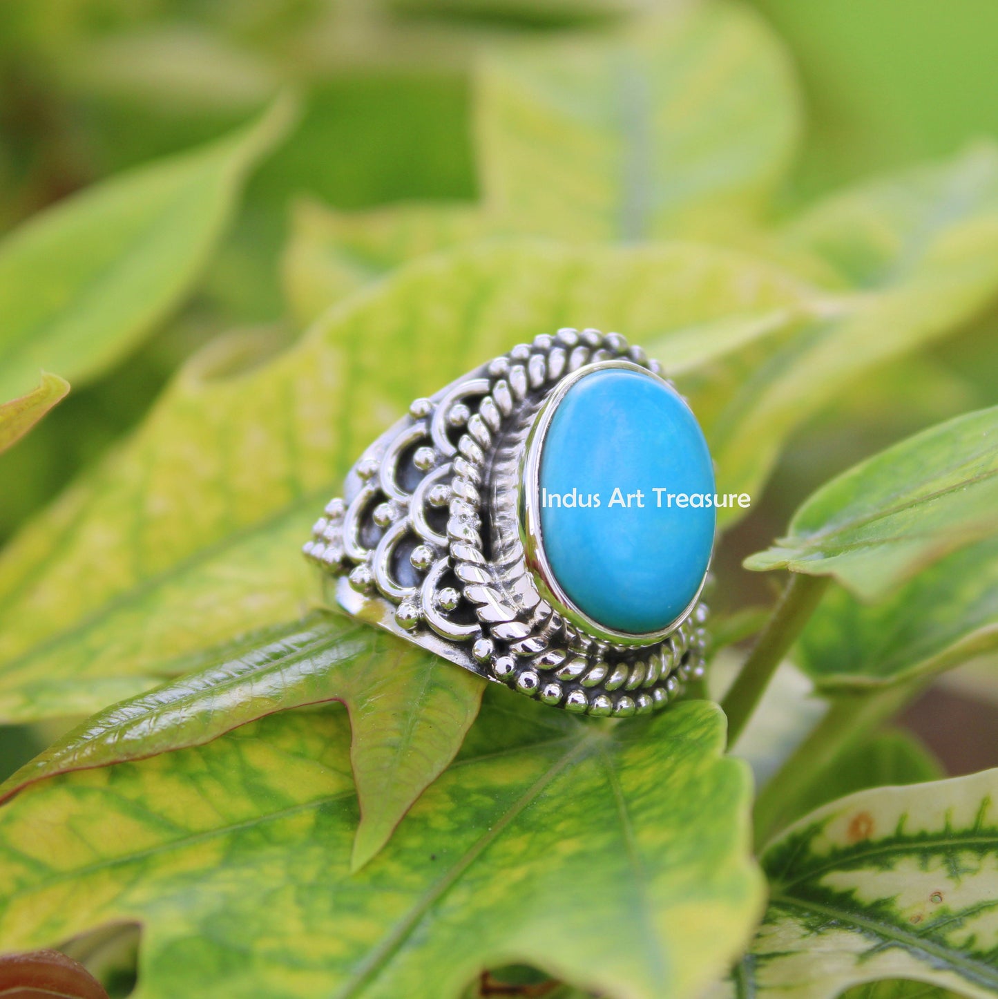 Blue Turquoise Boho Ring