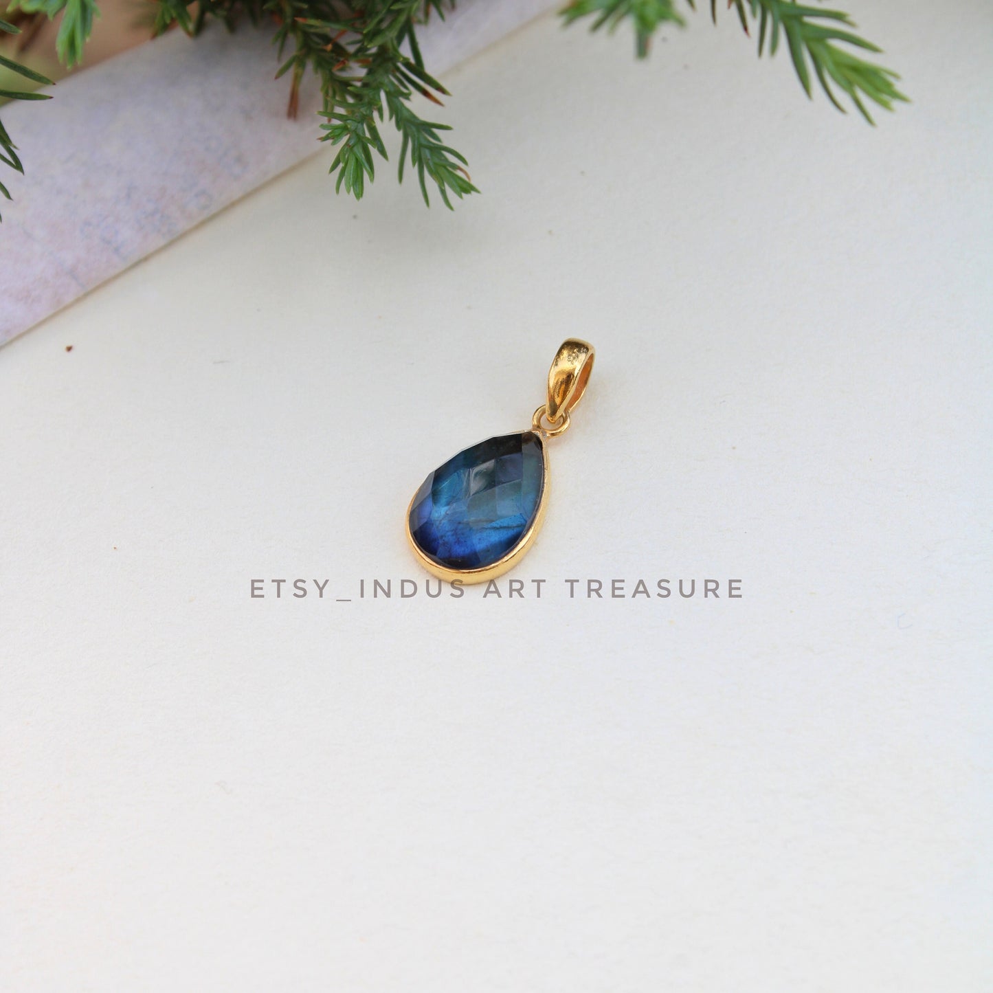 Blue Labradorite Gold Plated Pendant