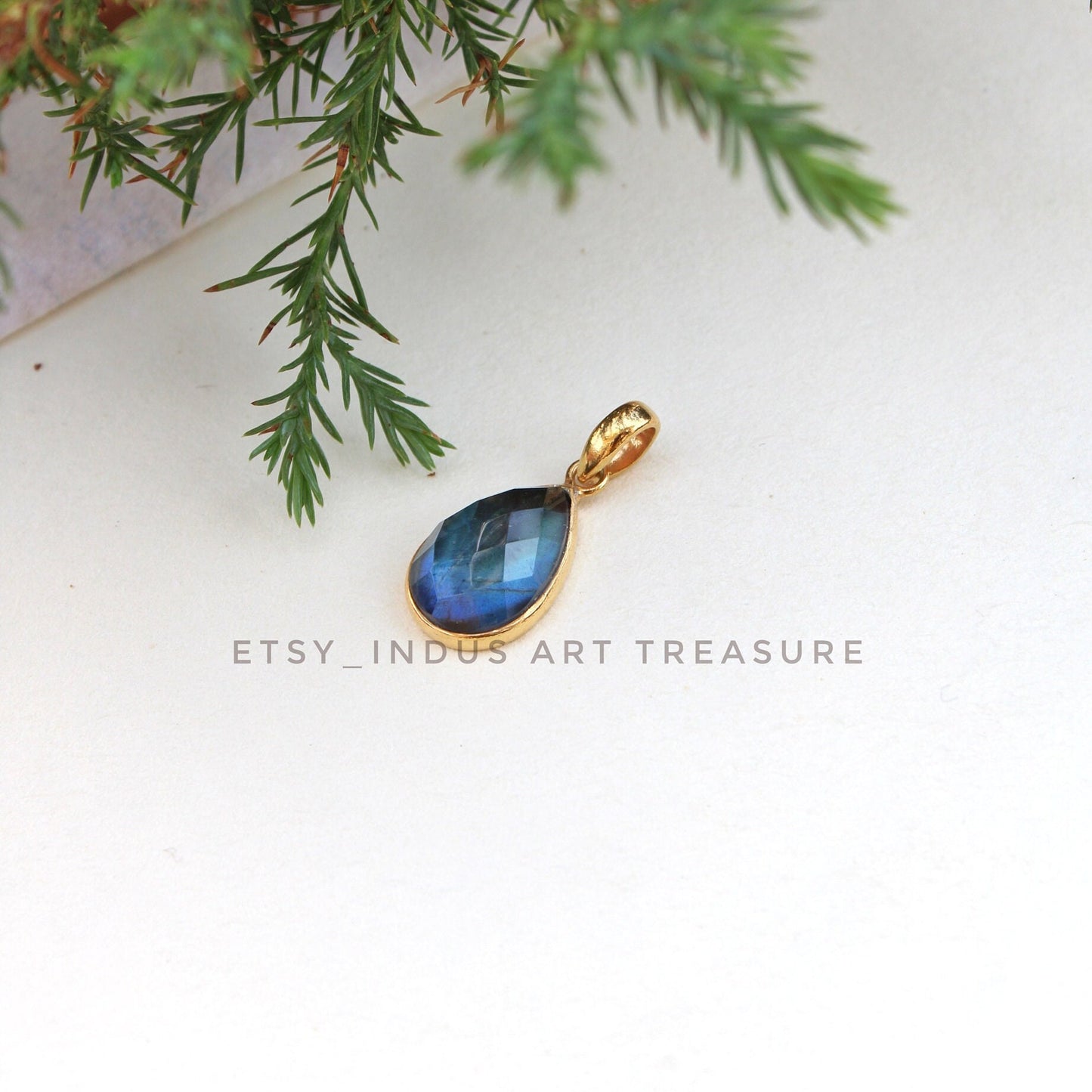 Blue Labradorite Gold Plated Pendant