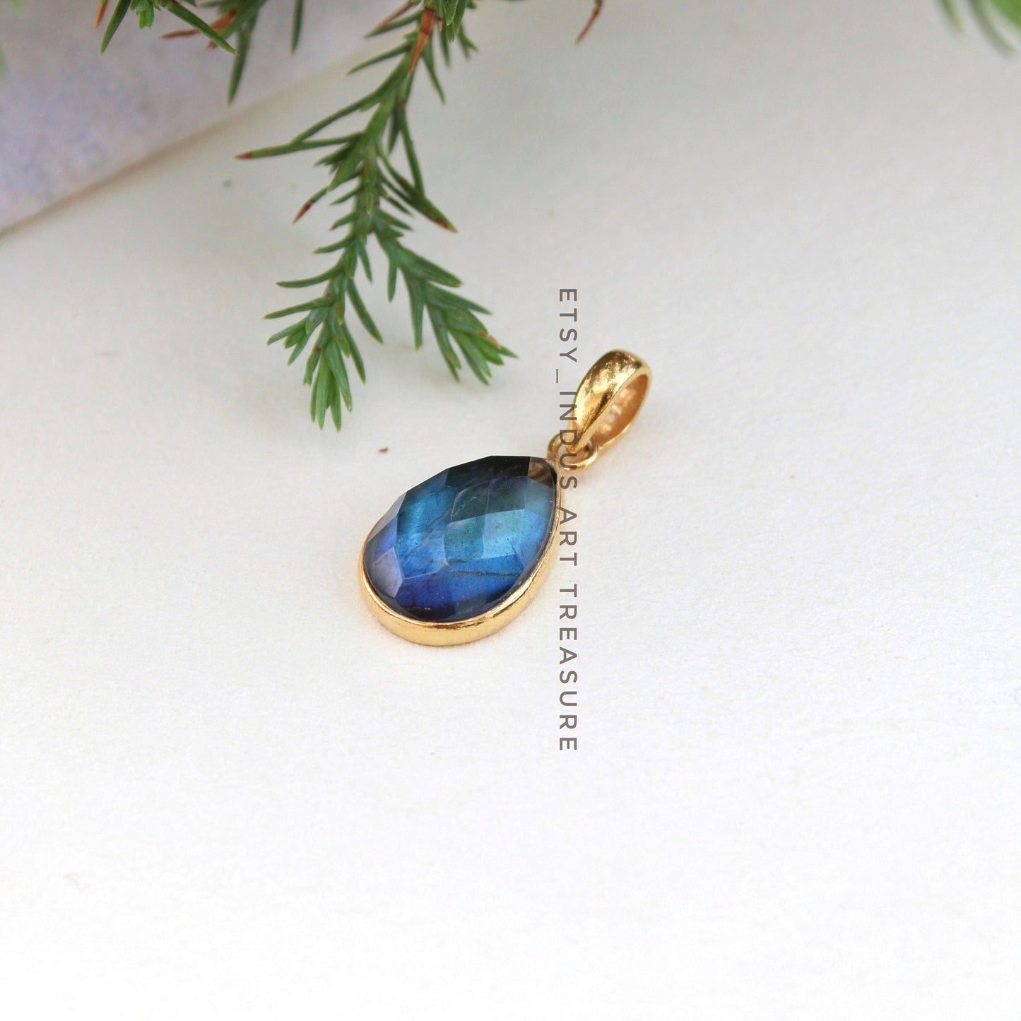 Blue Labradorite Gold Plated Pendant