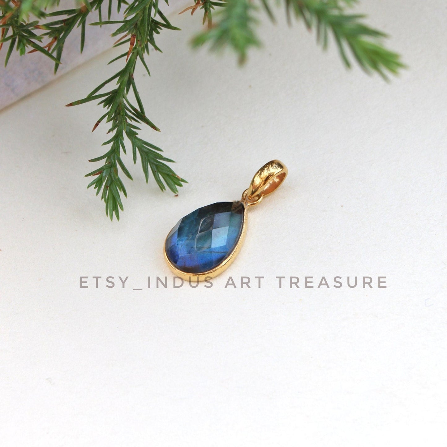 Blue Labradorite Gold Plated Pendant