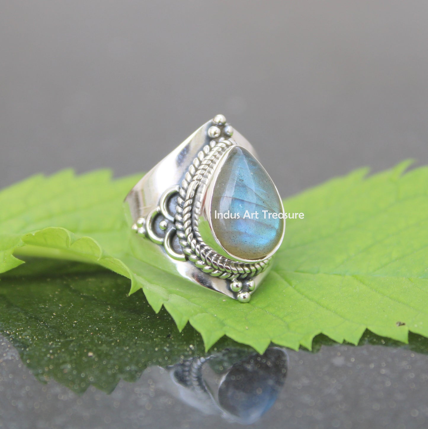 Blue Labradorite Boho Ring