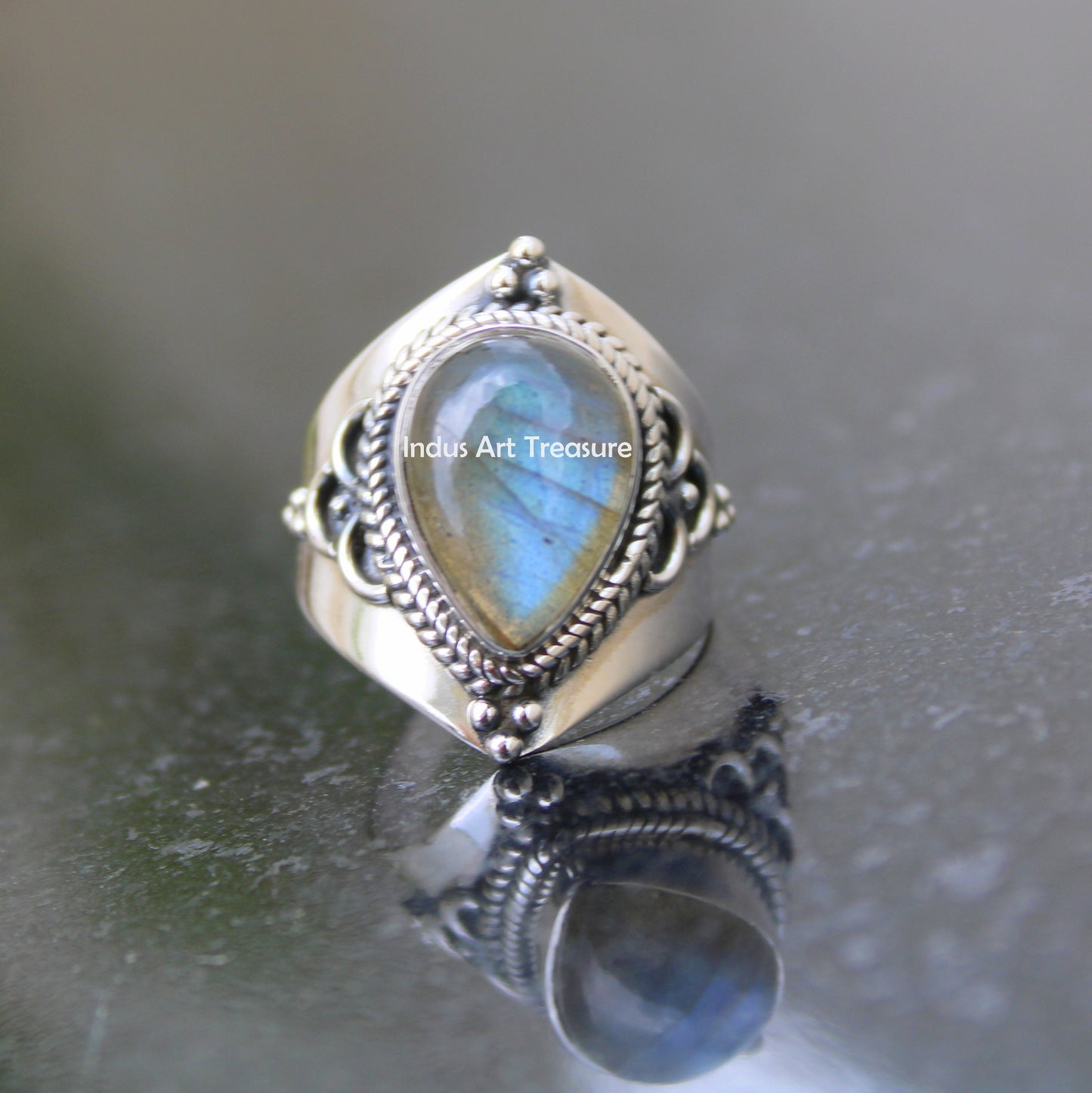Blue Labradorite Boho Ring