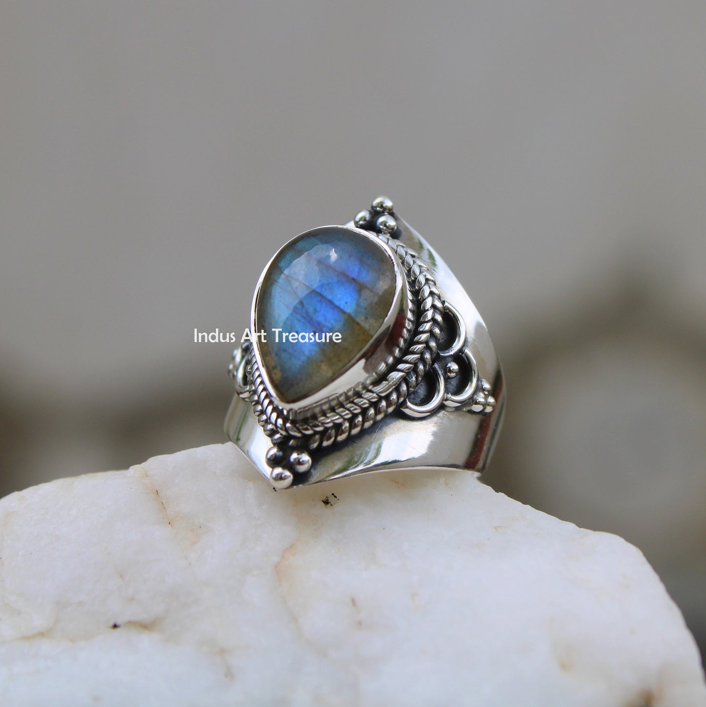 Blue Labradorite Boho Ring