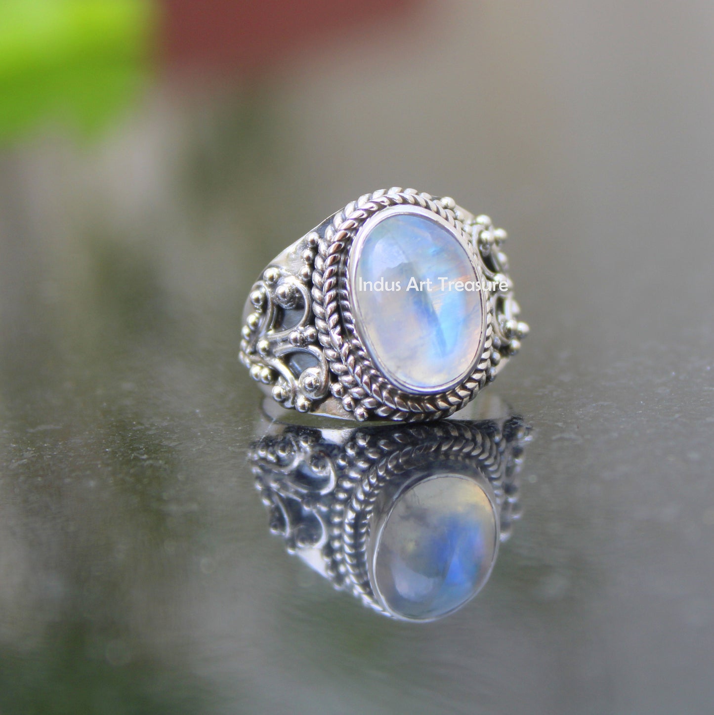 Rainbow Moonstone Boho Ring