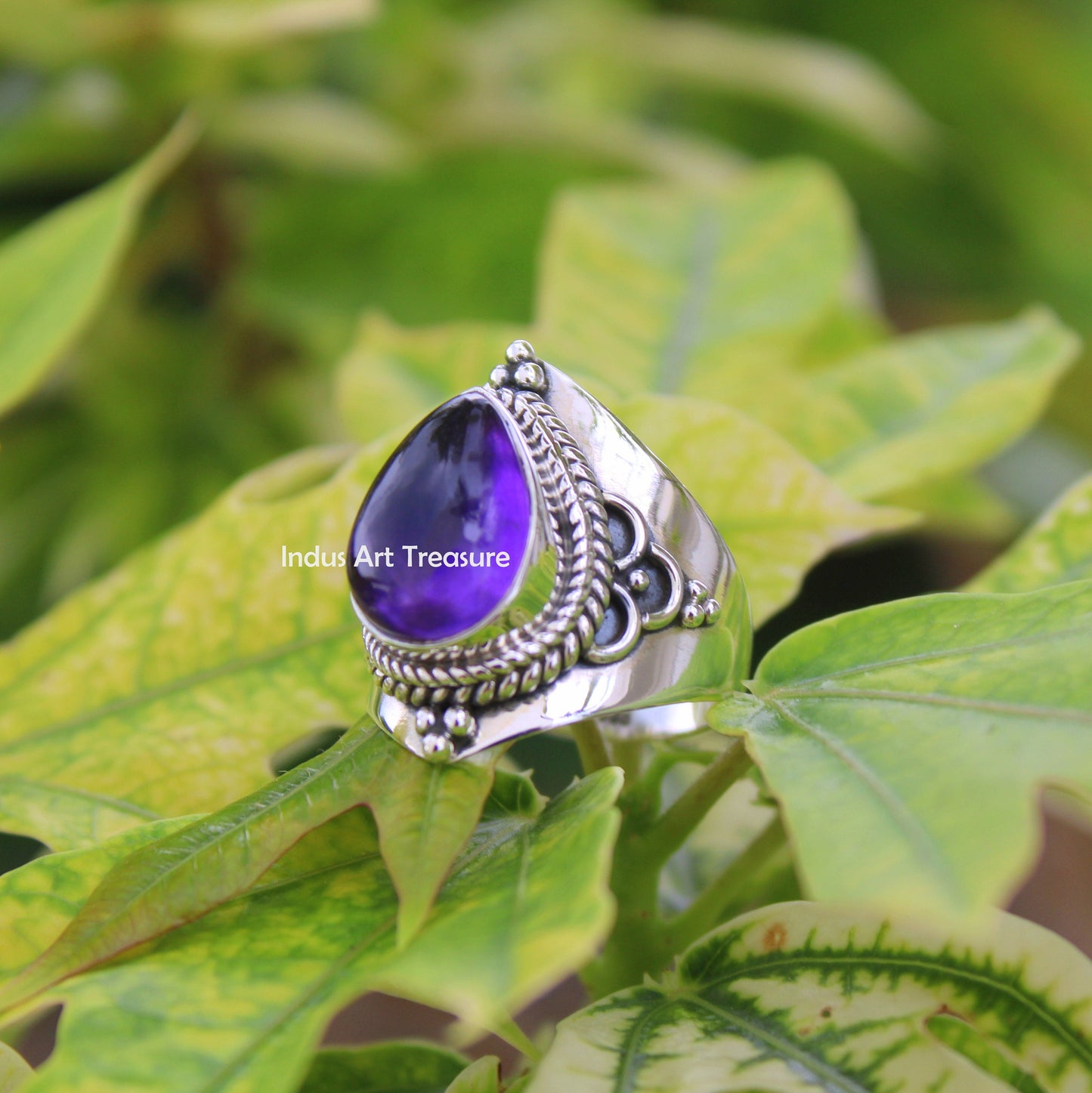Amethyst Boho Ring