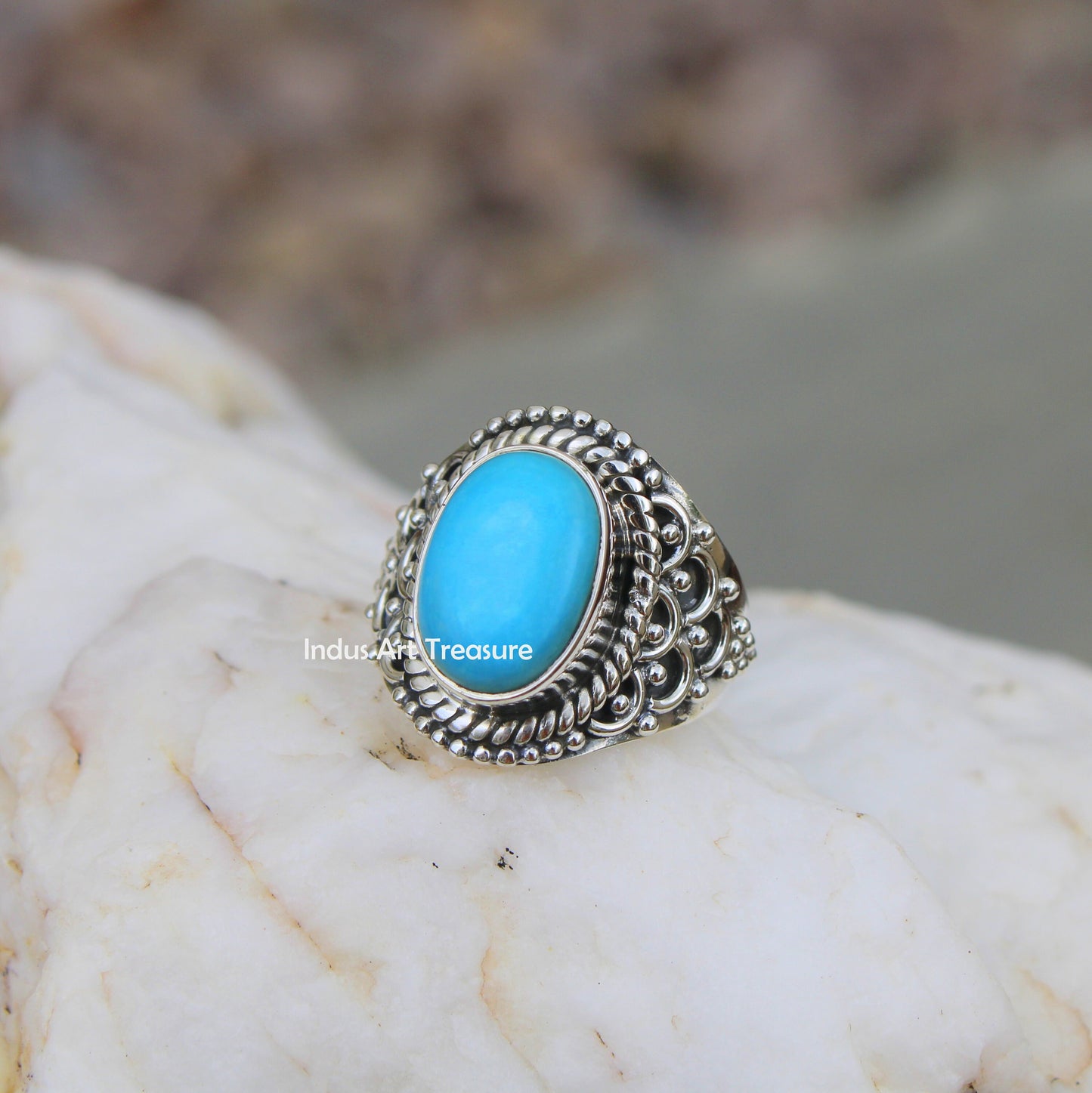 Blue Turquoise Boho Ring