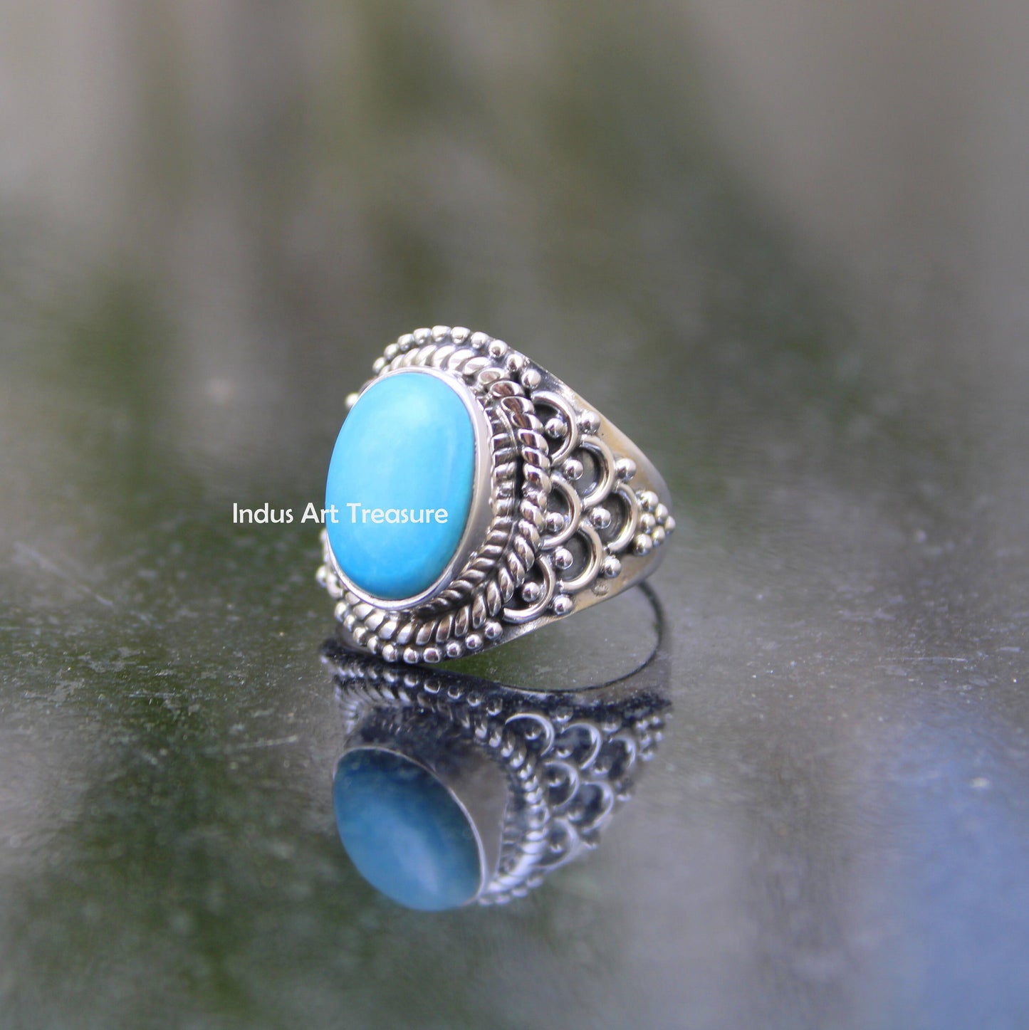 Blue Turquoise Boho Ring