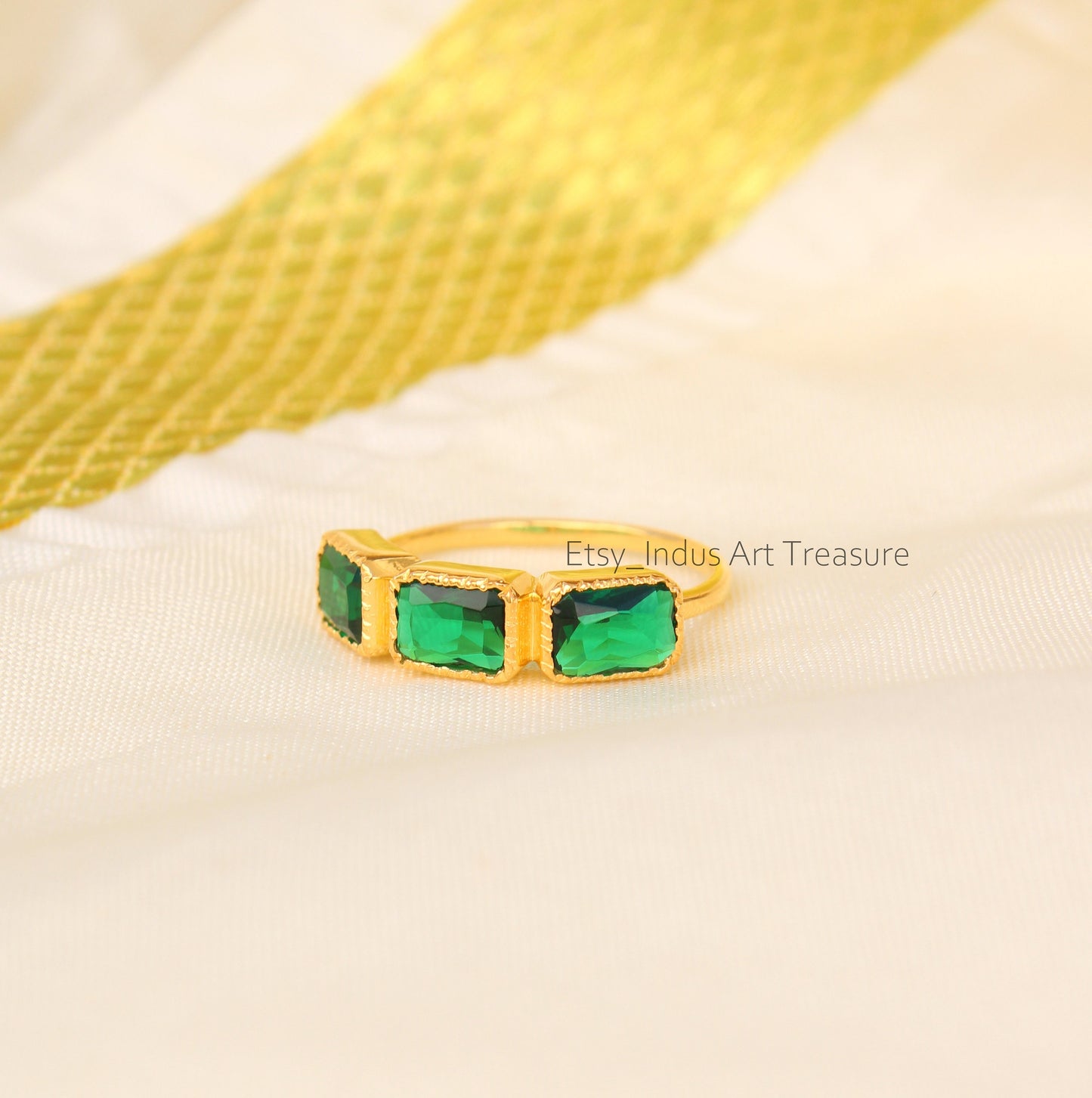 Green Tsavorite 18k Gold Plated Ring
