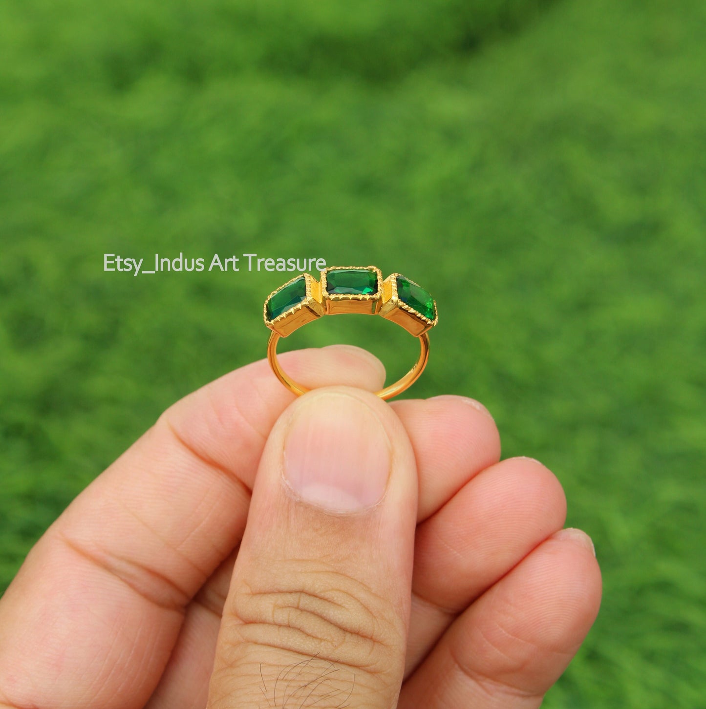 Green Tsavorite 18k Gold Plated Ring