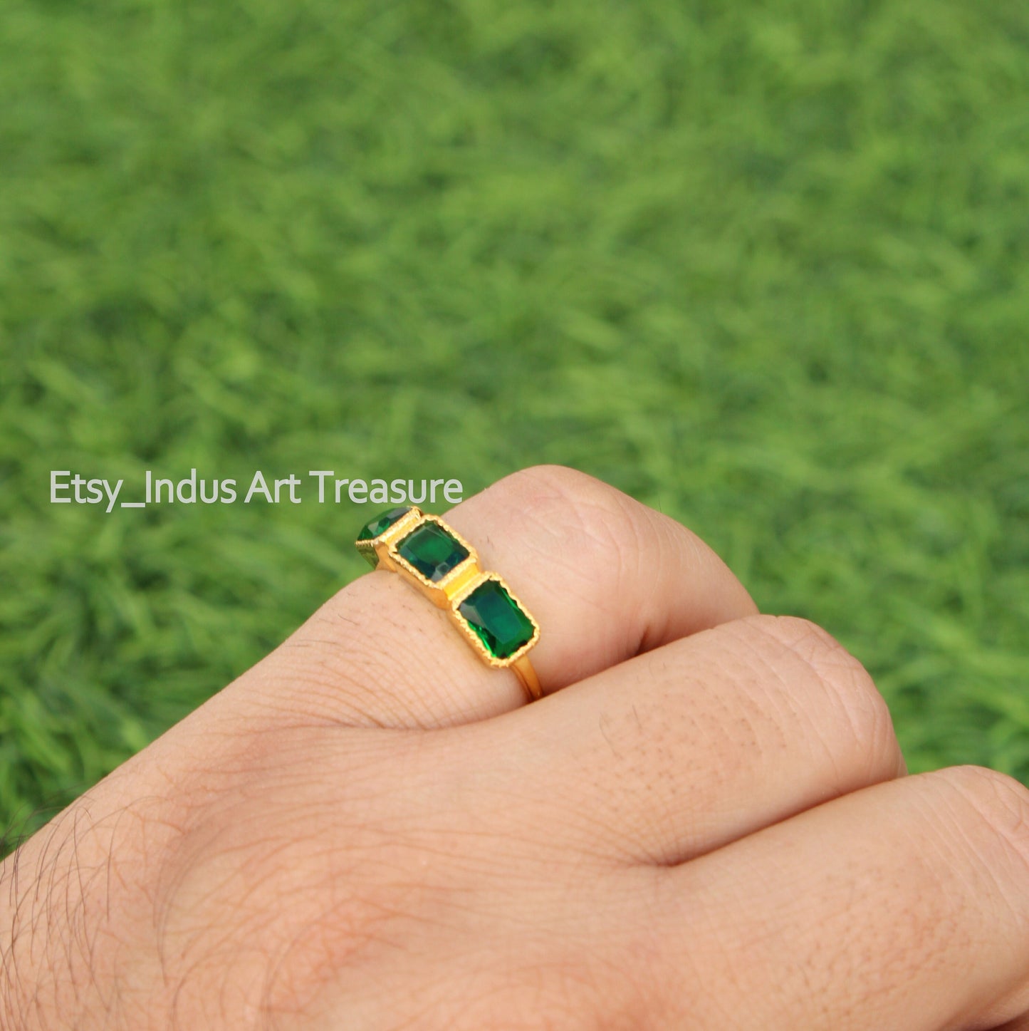Green Tsavorite 18k Gold Plated Ring