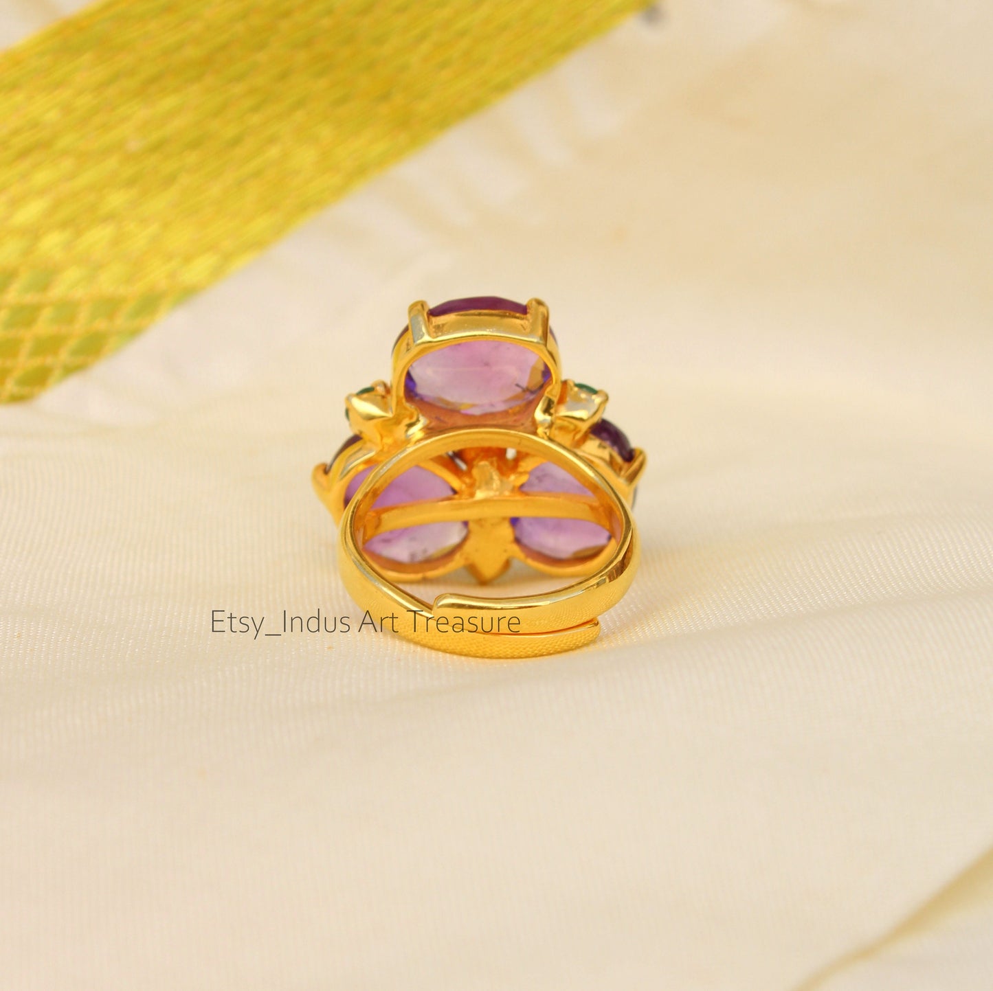 Amethyst Emerald Gold Ring