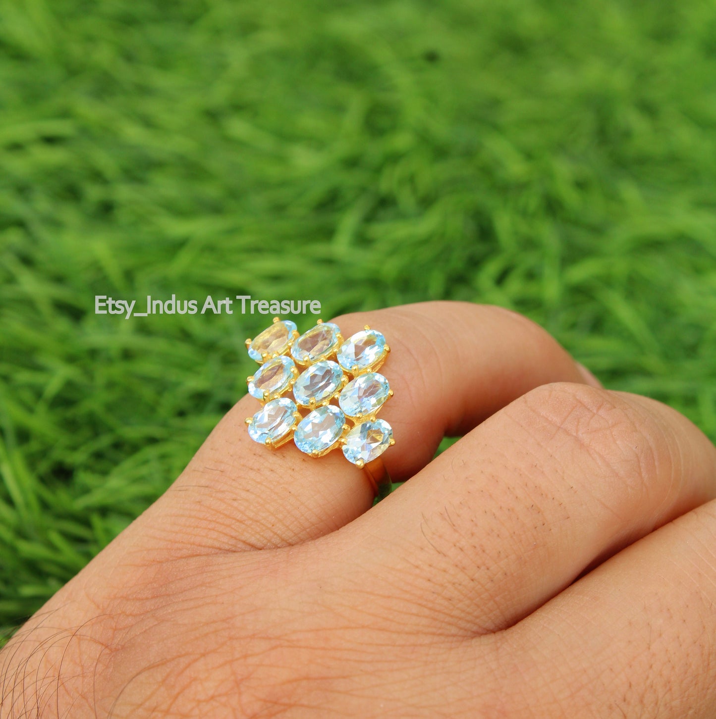 Blue Topaz 18k Gold Plated Ring