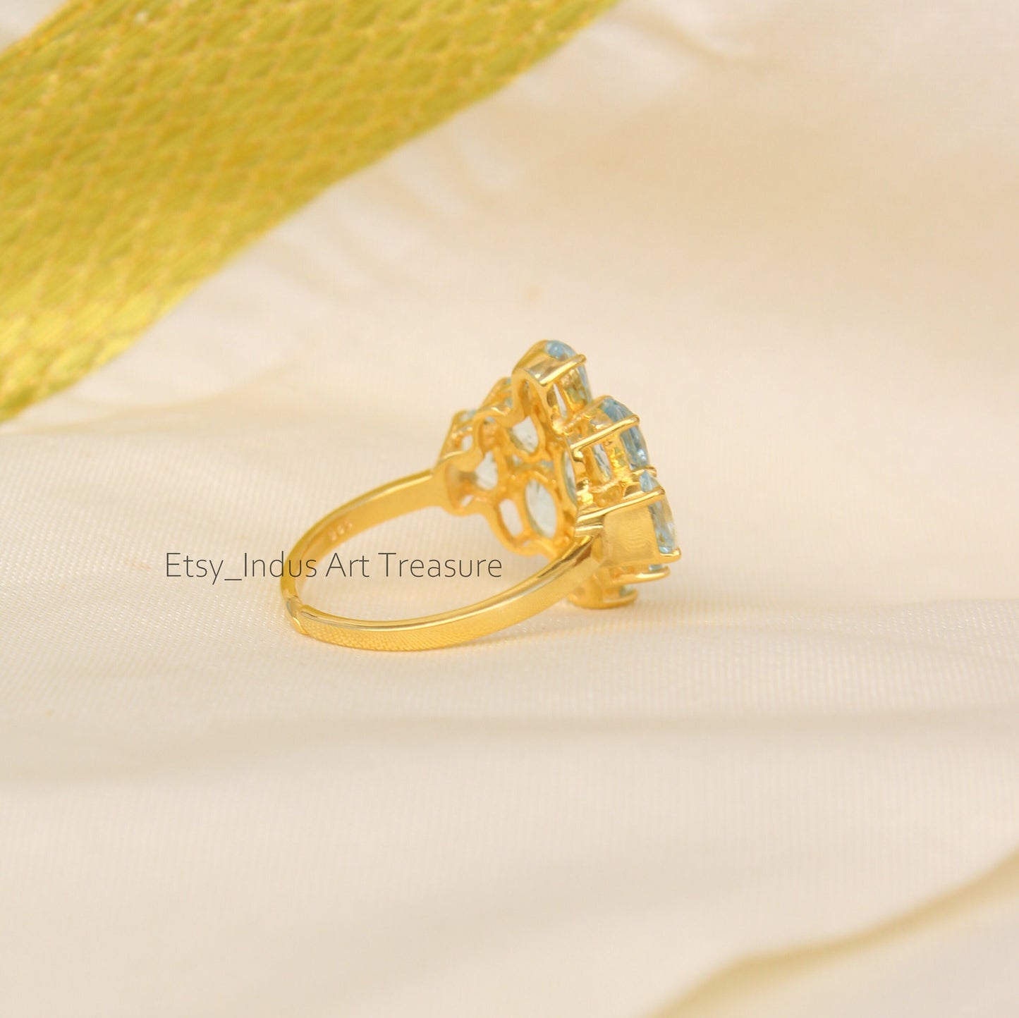Blue Topaz 18k Gold Plated Ring
