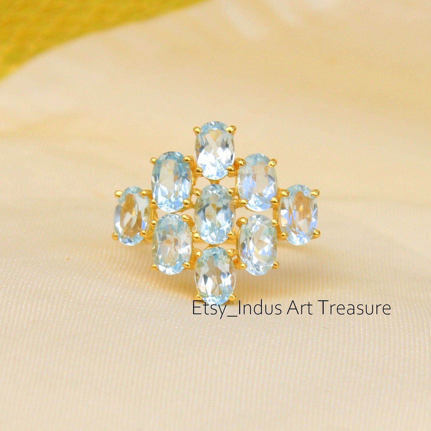 Blue Topaz 18k Gold Plated Ring