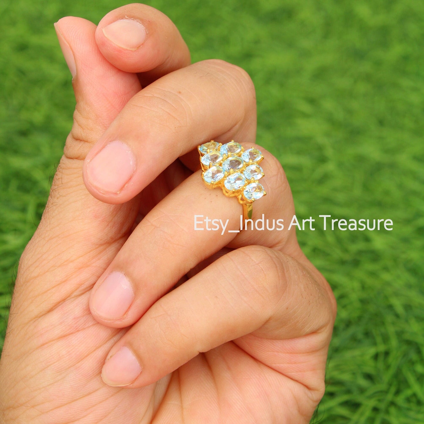 Blue Topaz 18k Gold Plated Ring