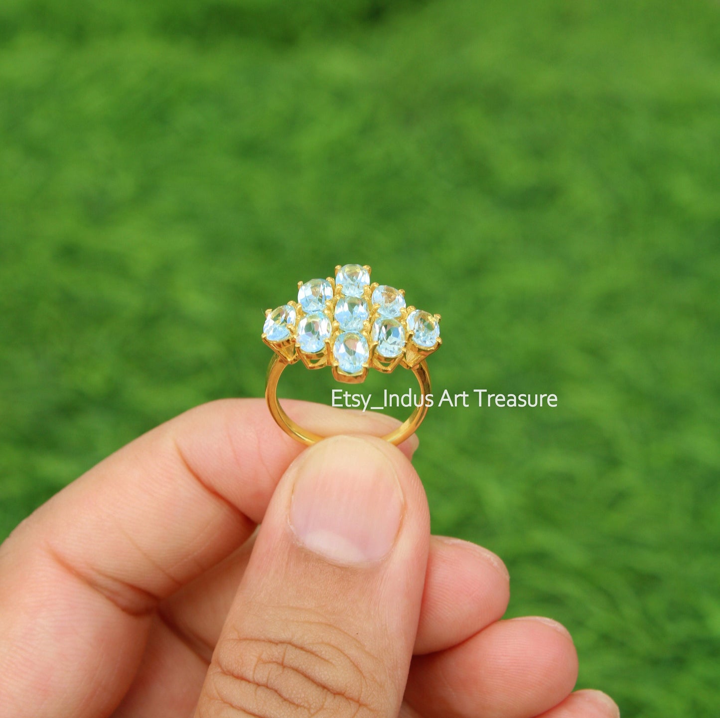Blue Topaz 18k Gold Plated Ring