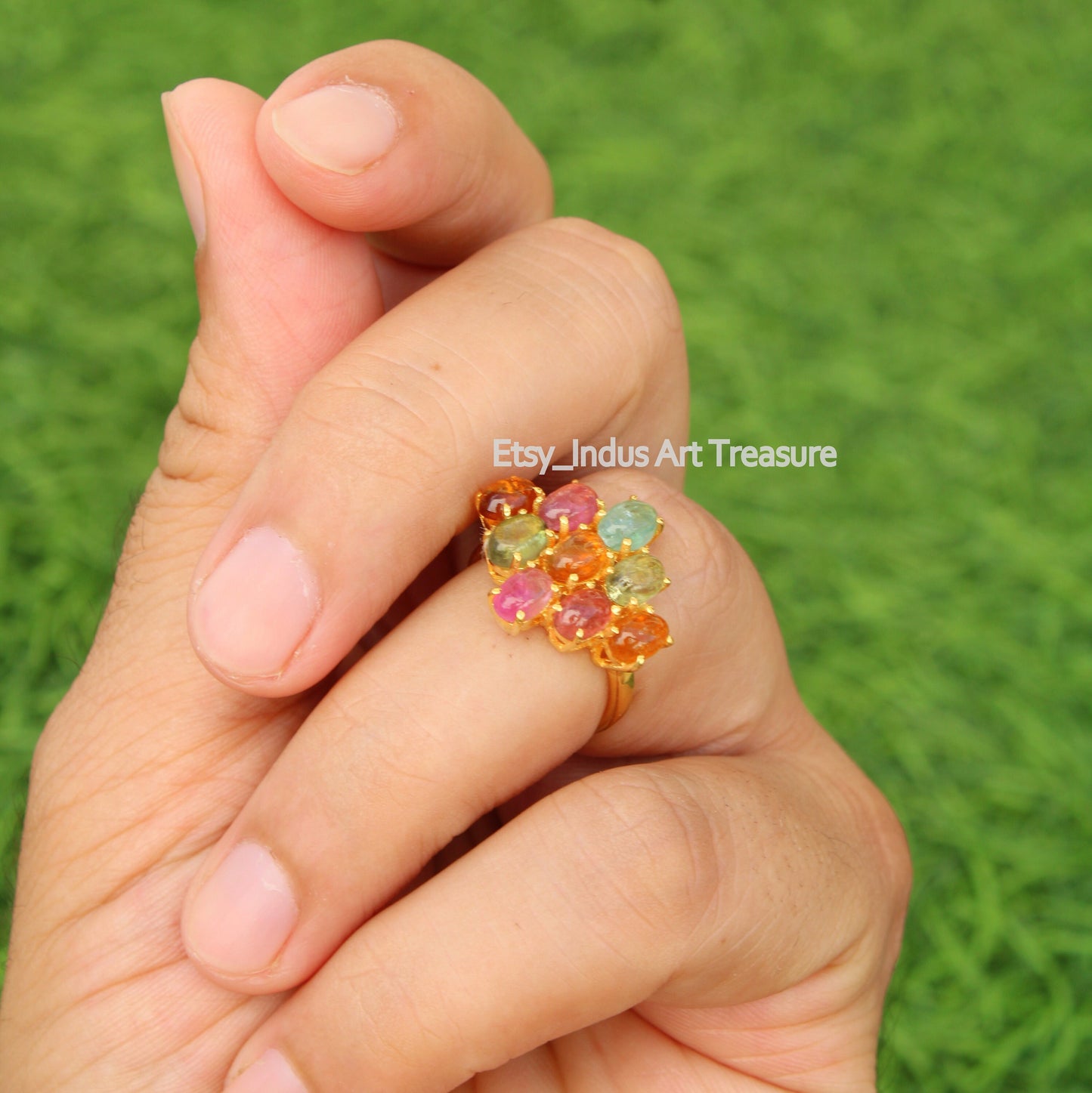 Pink Tourmaline 18k Gold Plated Ring
