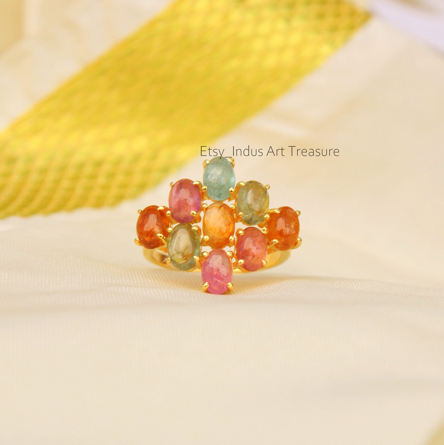 Pink Tourmaline 18k Gold Plated Ring