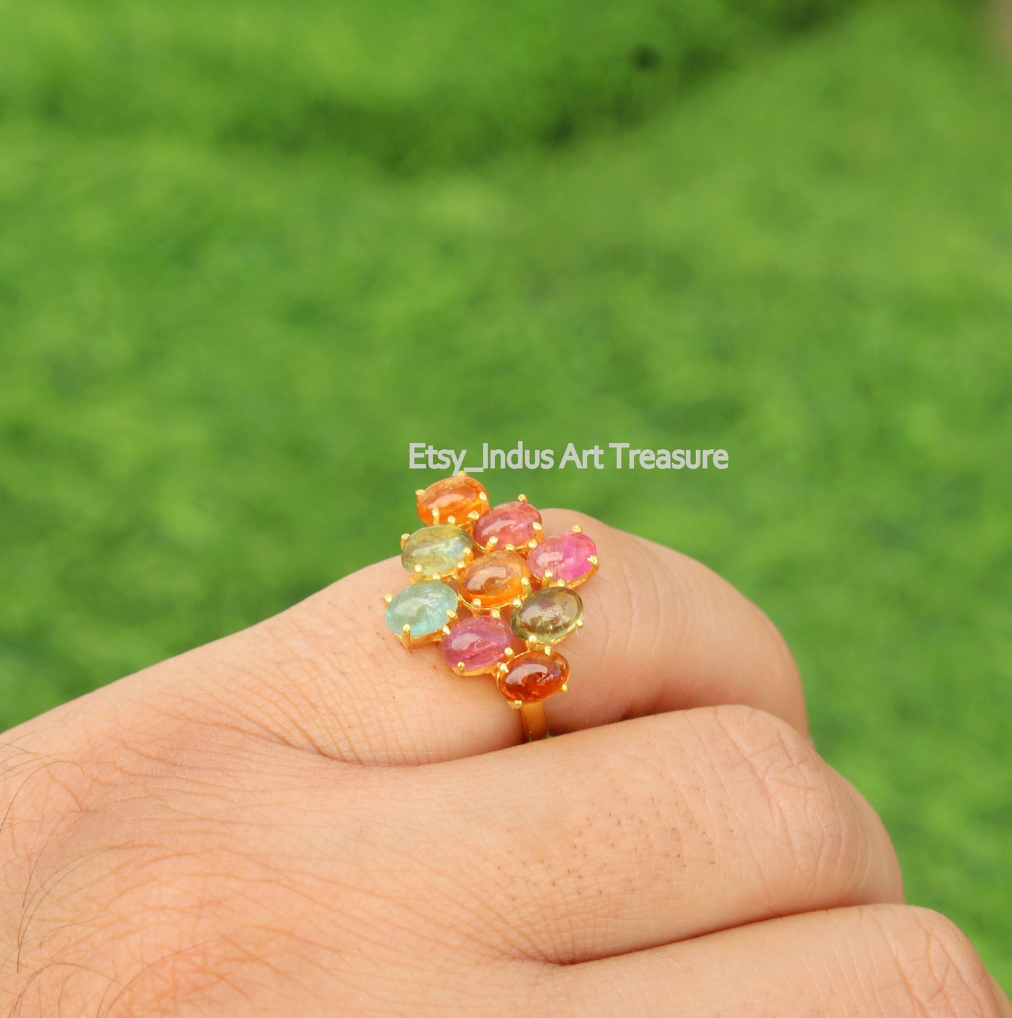 Pink Tourmaline 18k Gold Plated Ring