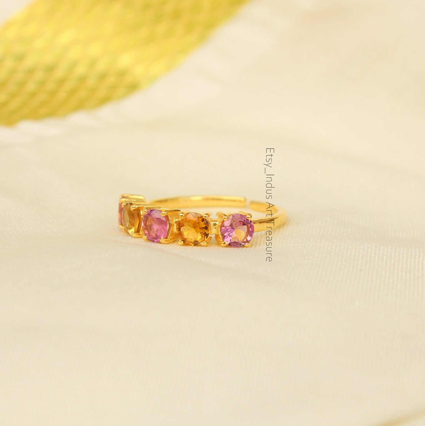 Multi Tourmaline Gold Plated Eternity Ring