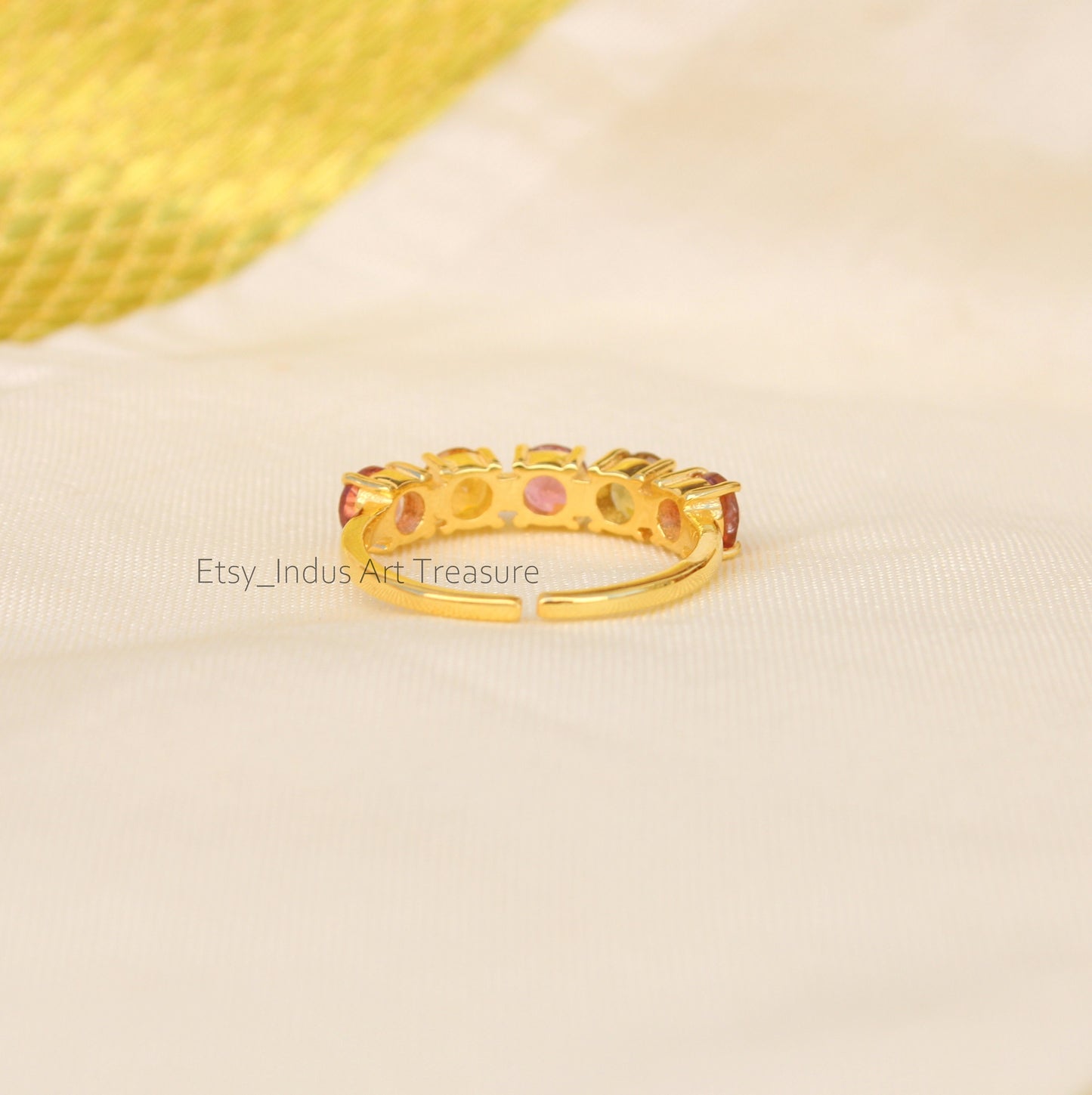Multi Tourmaline Gold Plated Eternity Ring