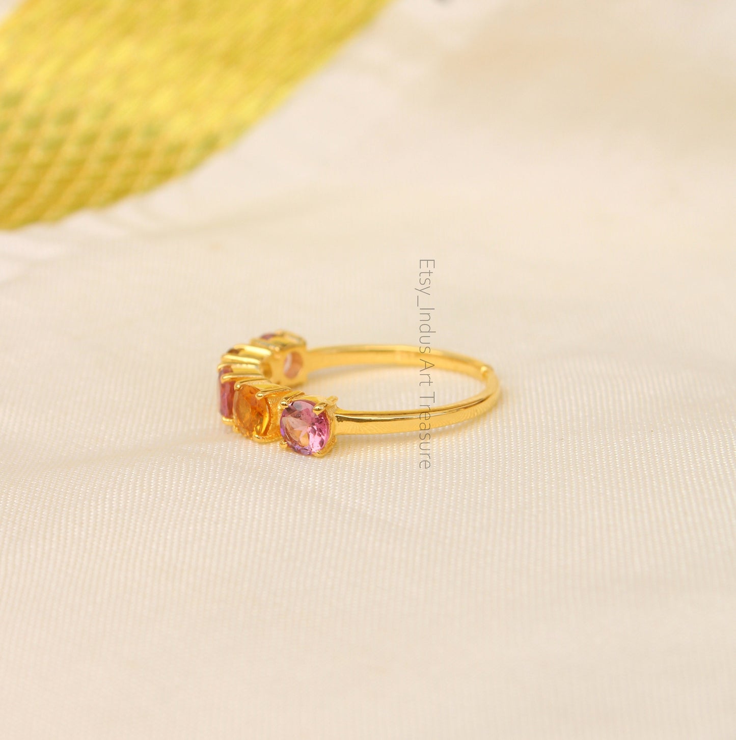 Multi Tourmaline Gold Plated Eternity Ring
