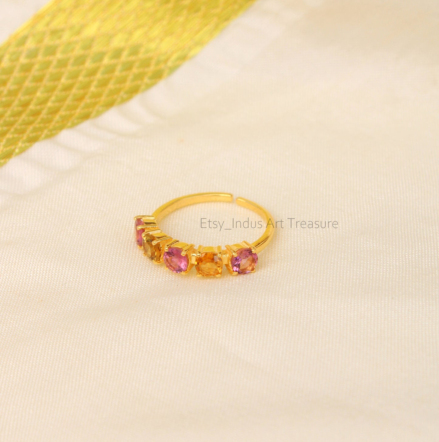Multi Tourmaline Gold Plated Eternity Ring