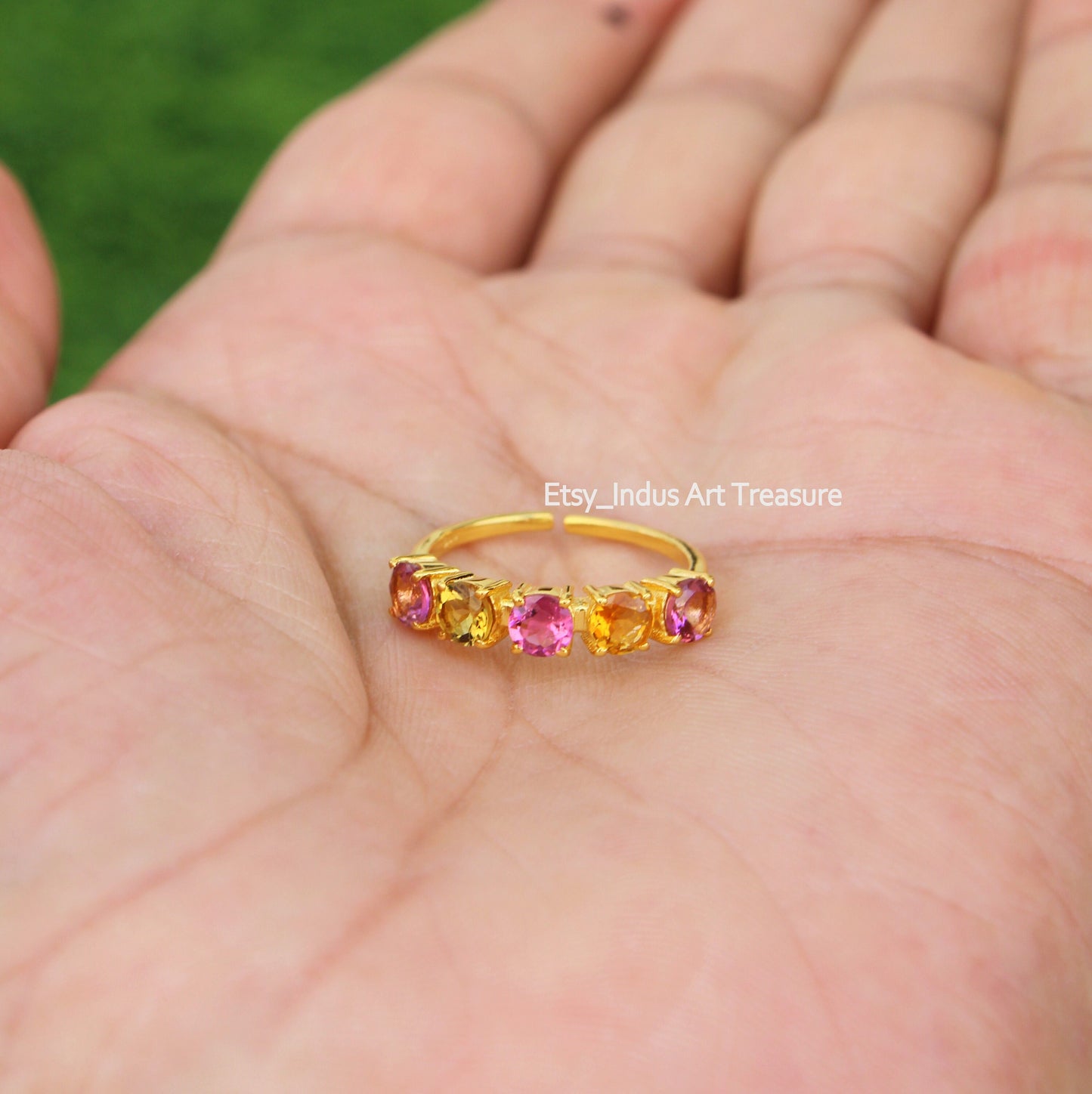 Multi Tourmaline Gold Plated Eternity Ring