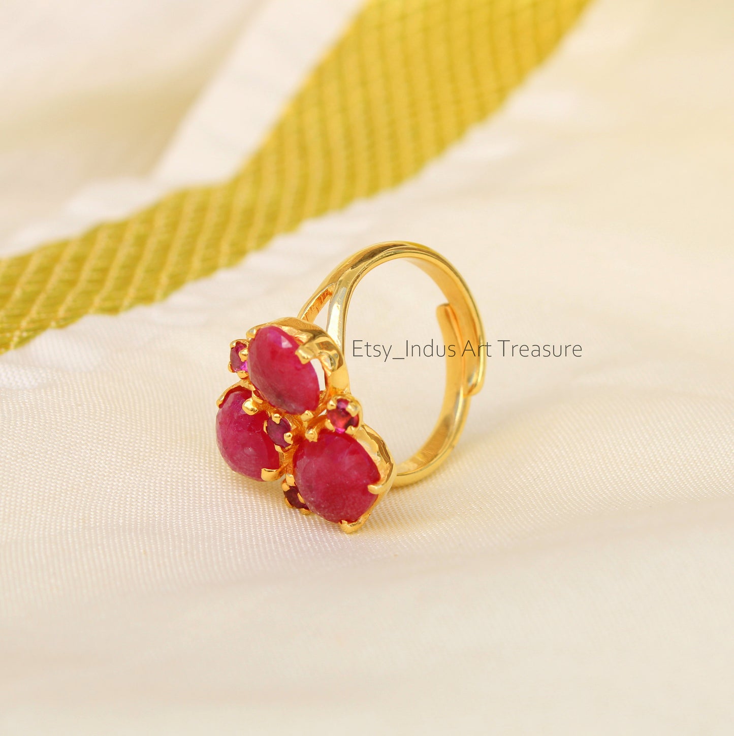 Glass filled Ruby 18k Gold Plated Ring